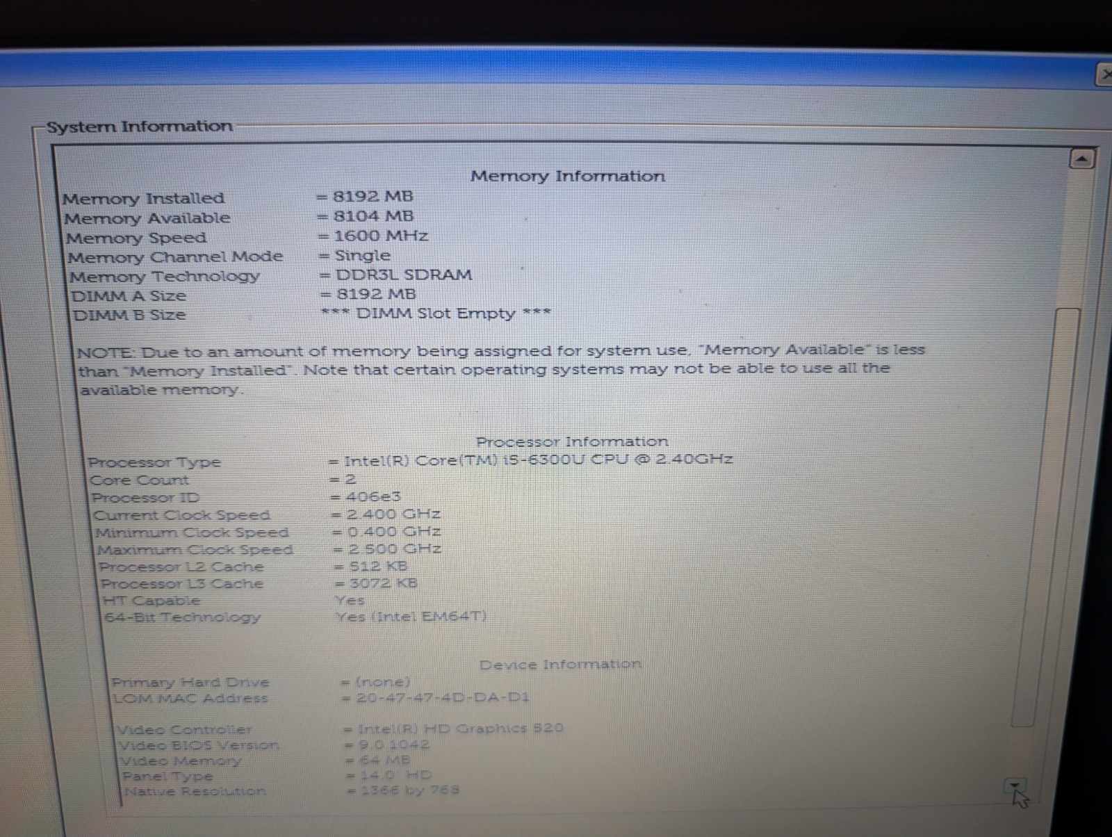 Dell Latitude 3470 Intel i5-6300U 8GB RAM Laptop – No HDD Caddy/OS/AC – As Is