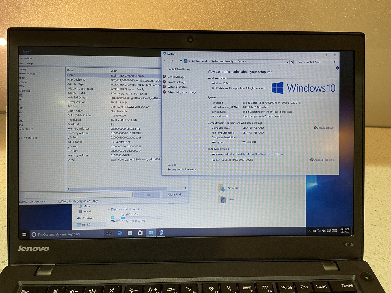 Lenovo Thinkpad T440s 14″ Laptop i5-4300U 8GB RAM 256GB SSD / LTE / Dual Battery