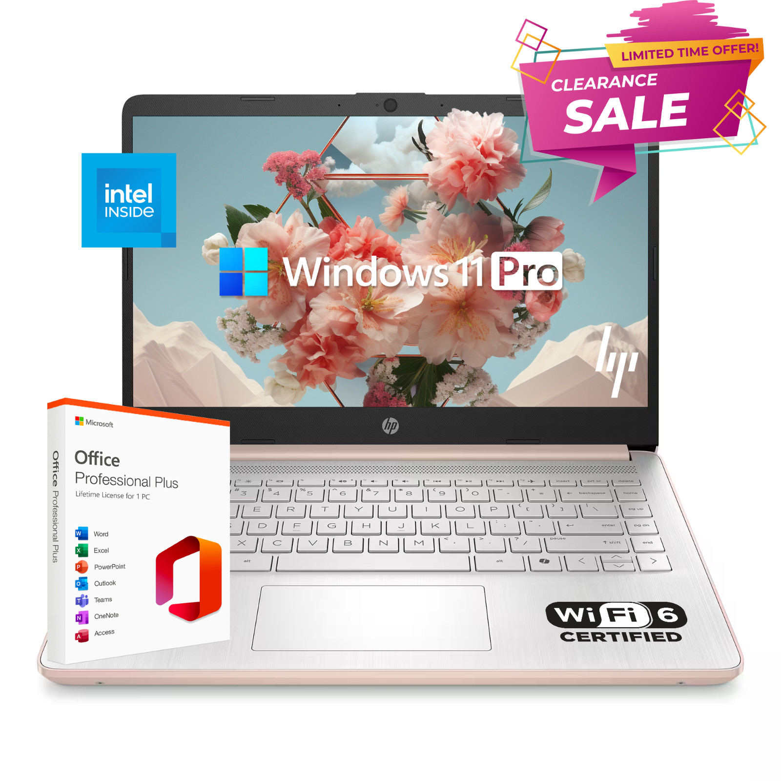 HP Laptop Computer 14″, Intel N150, 8GB RAM + 256GB Storage, Windows 11 Pro