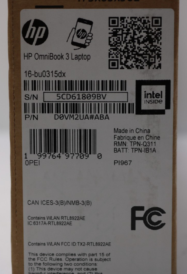 HP OmniBook 3 16″ 2K Laptop Intel Core Ultra 5 16GB RAM 512GB SSD – Mica Silver