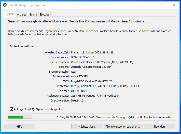 Acer Aspire E5 15 inch HD, 8GB RAMs, 120GB SSD, Intel® Celeron, Windows 10 Home