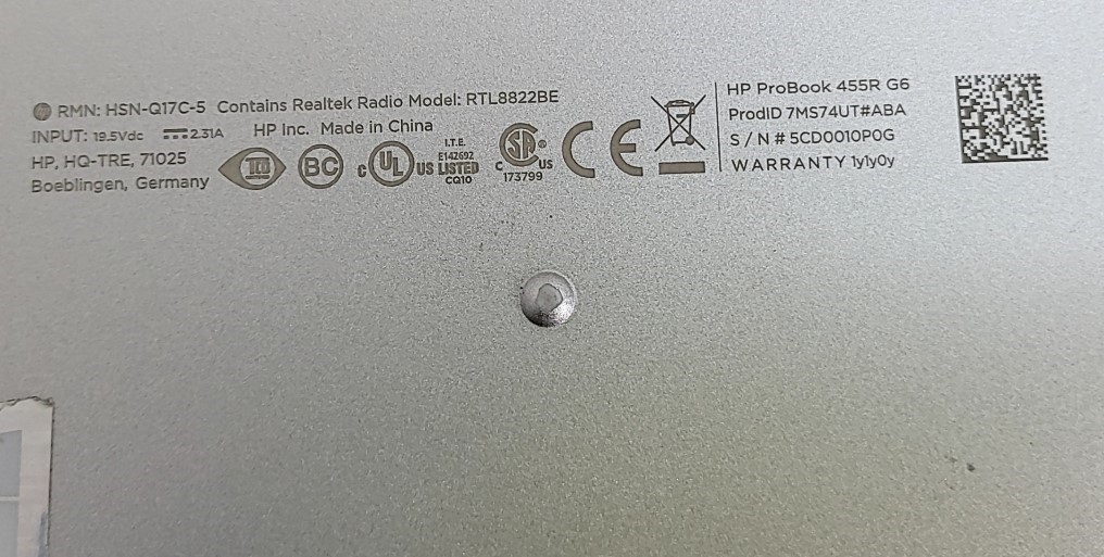 HP PROBOOK 455R G6 7MS74UT-ABA Laptop RYZEN 5 3500U 8GB 256GB SEE NOTES