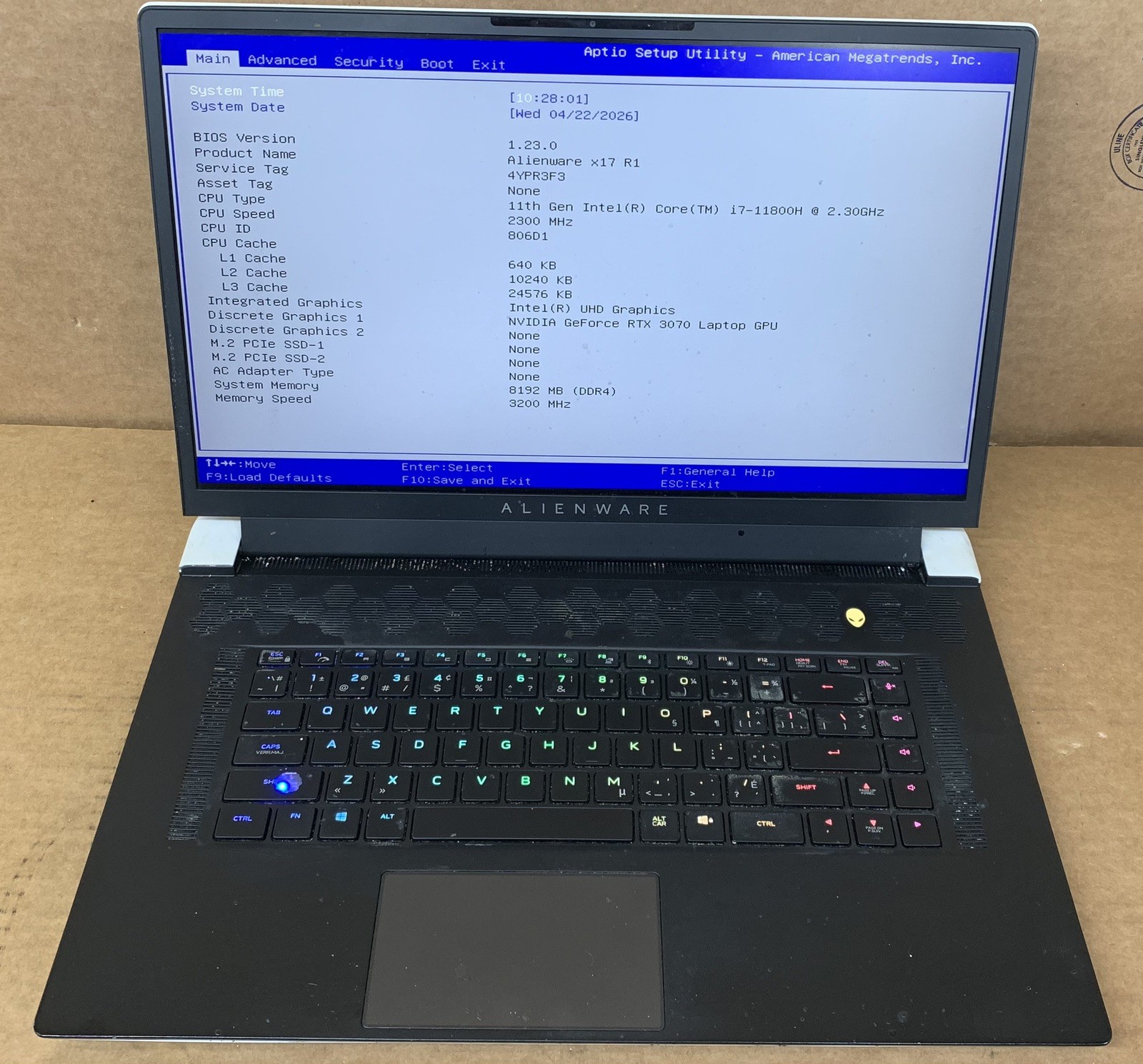 Alienware x17 R1 17.3″ FHD Laptop Intel Core i7-11800H RTX 3060 8GB DDR4 RAM
