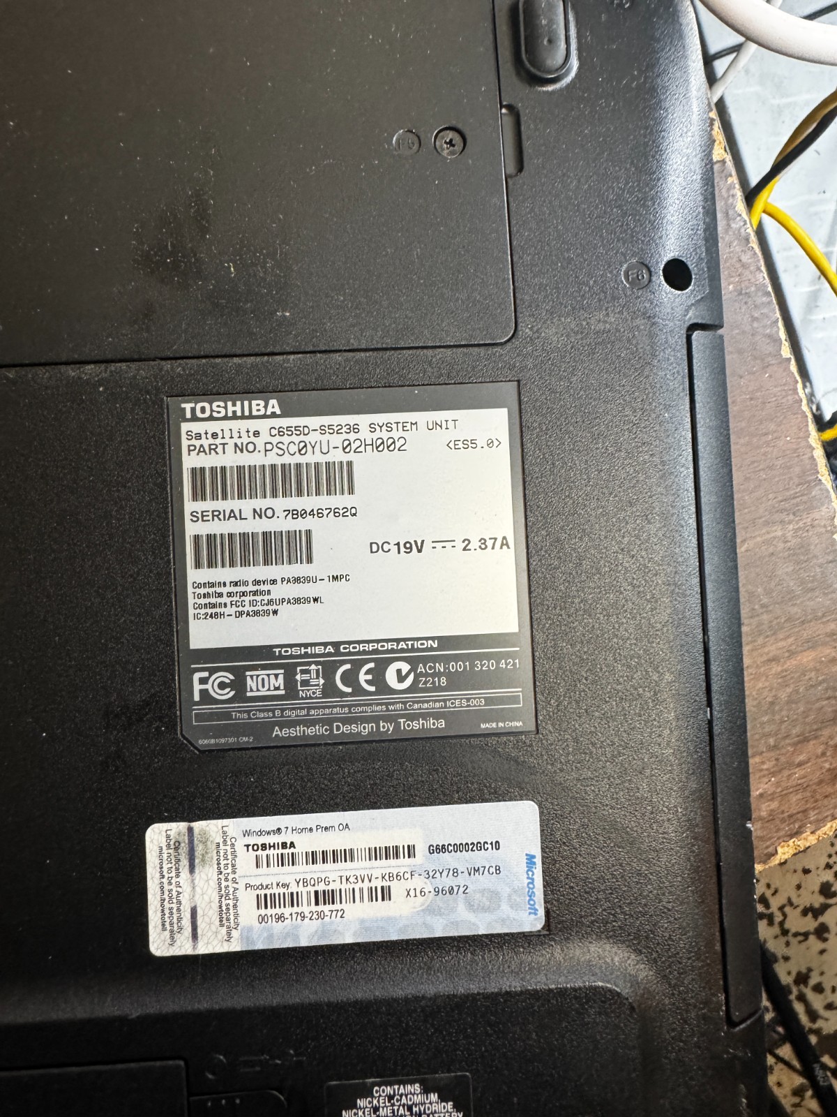 Toshiba Satellite C655 AMD C-50, 3GB RAM Laptop for Parts/Repair #6445