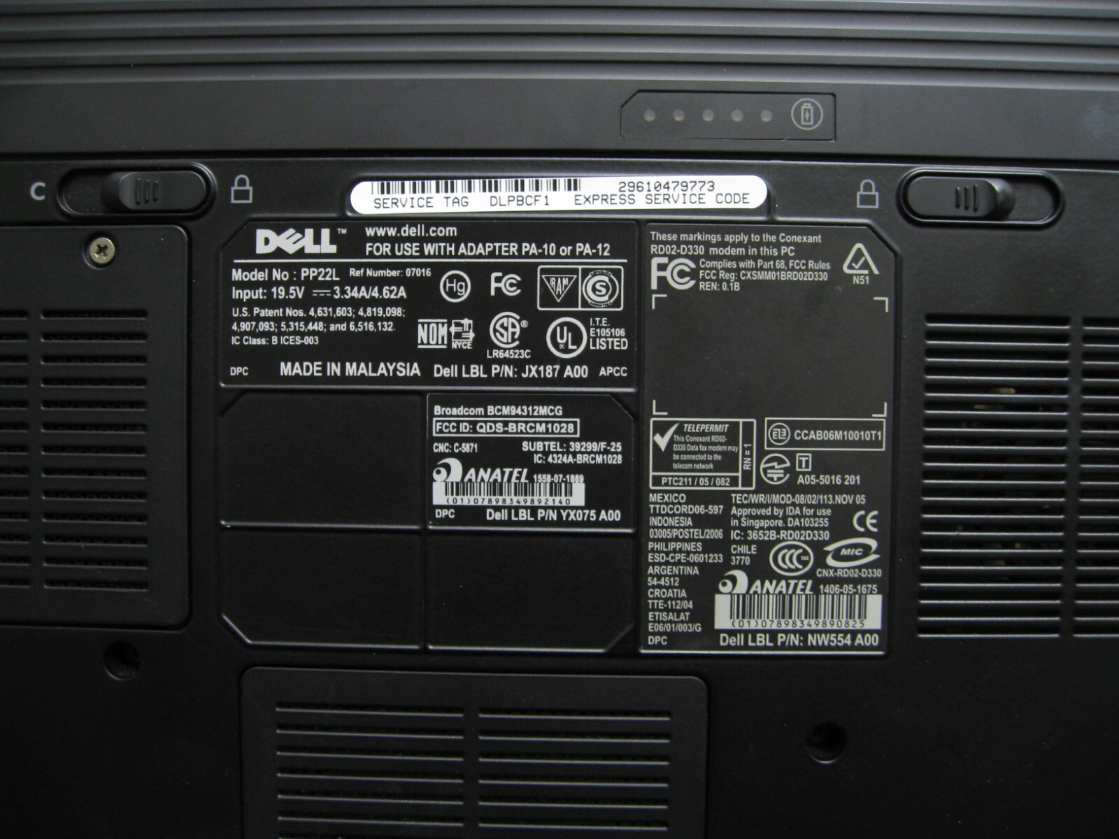 Dell Inspiron laptop computer 1520 1.5GHz 2GB Ram DVD/RW NO HDD