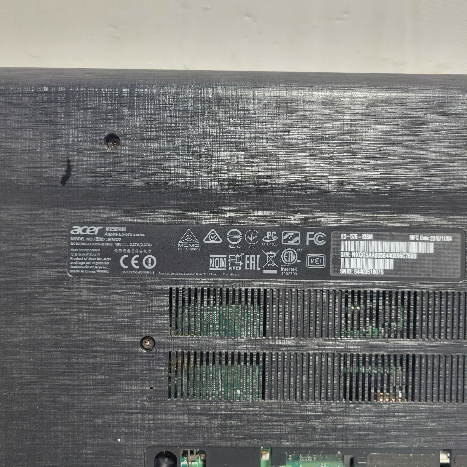 acer n16q2 ASPIRE E5-575 SERIES LAPTOP – DAMAGED- AS IS –