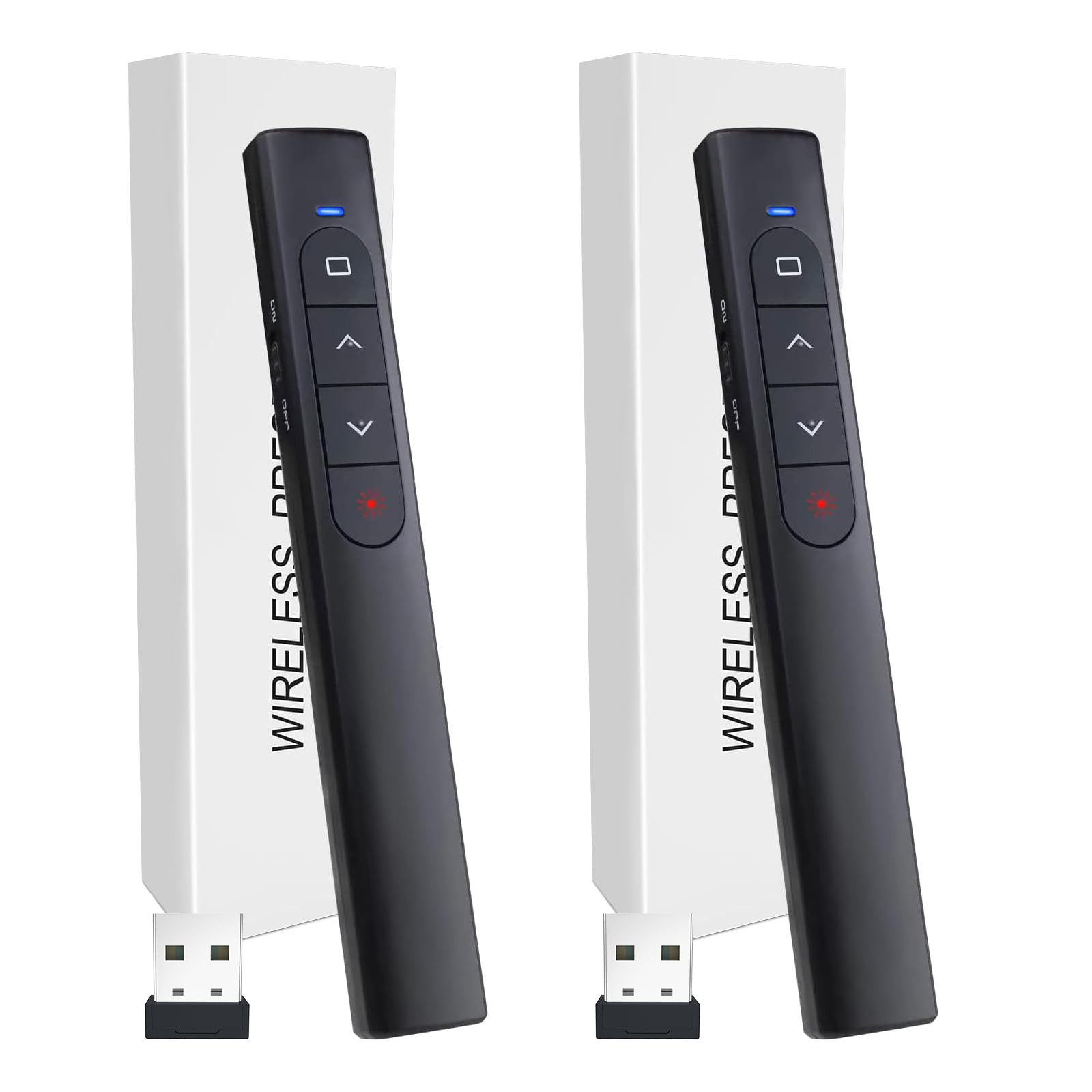 2 Wireless Presenter Remotes w/ Hyperlink & Volume Control for PowerPoint Keynot