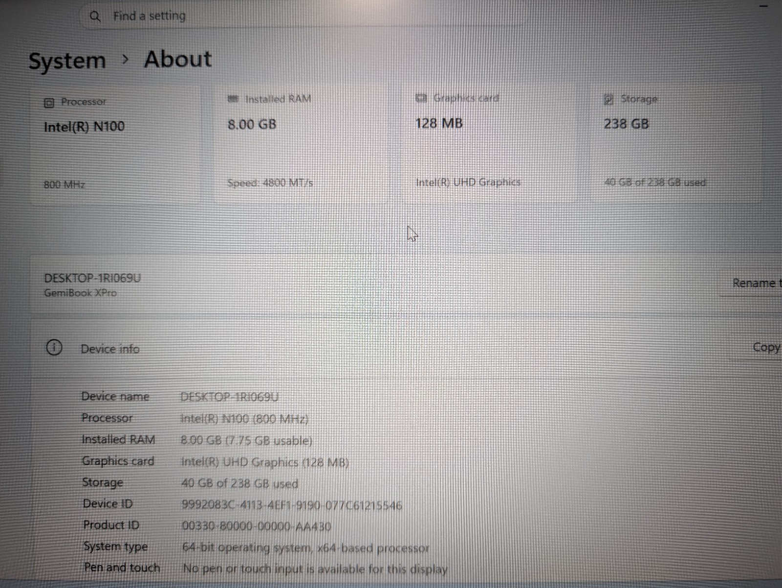 CHUWI GEMIBOOK XPRO | Intel N100 8GB RAM 256GB NVMe SSD | FHD Windows 11 Pro