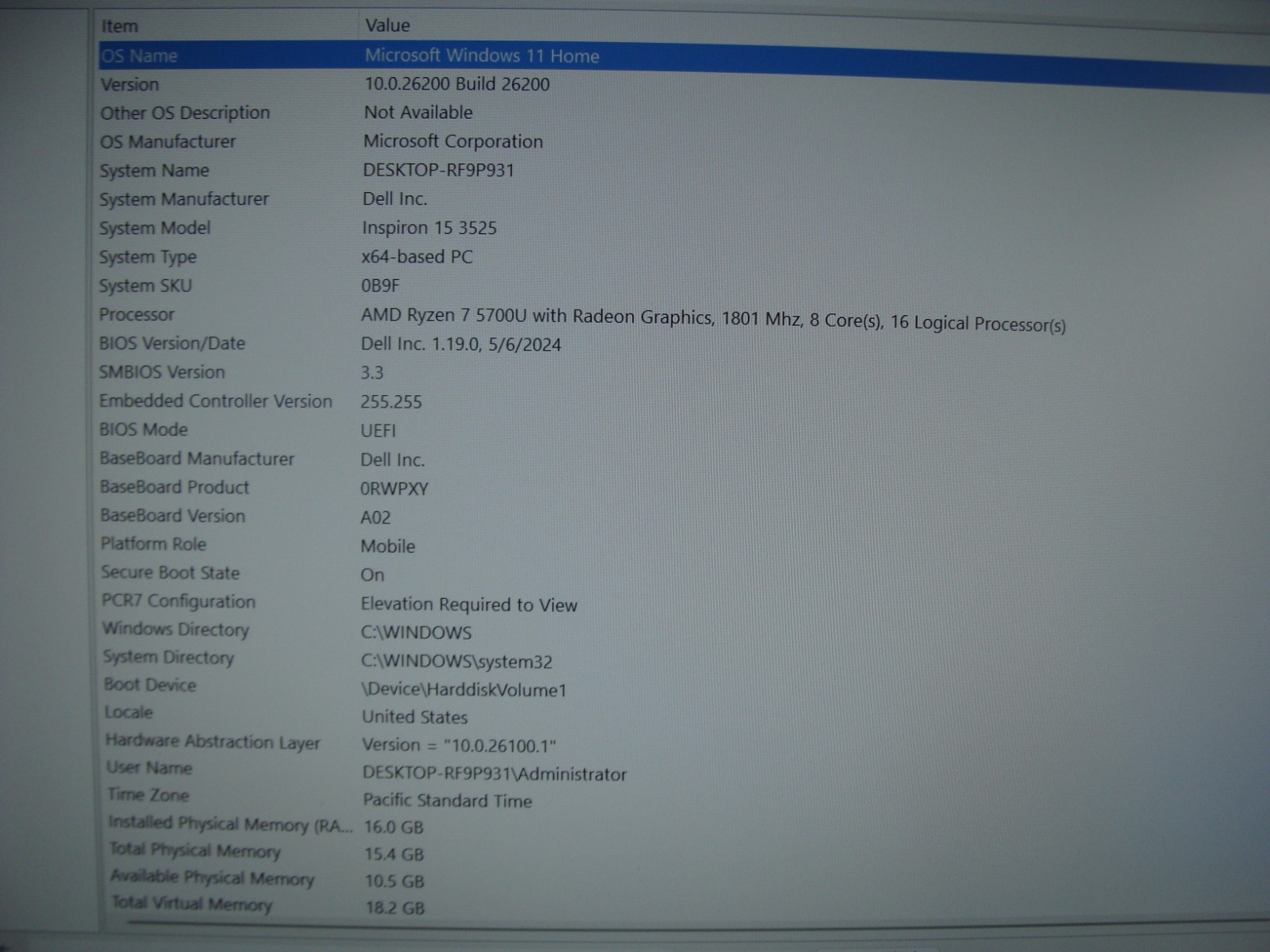 Dell Inspiron 15 3525 15.6”FHD 120hz AMD Ryzen 7 5700U 1.8GHz 16GB 1TB +Charger