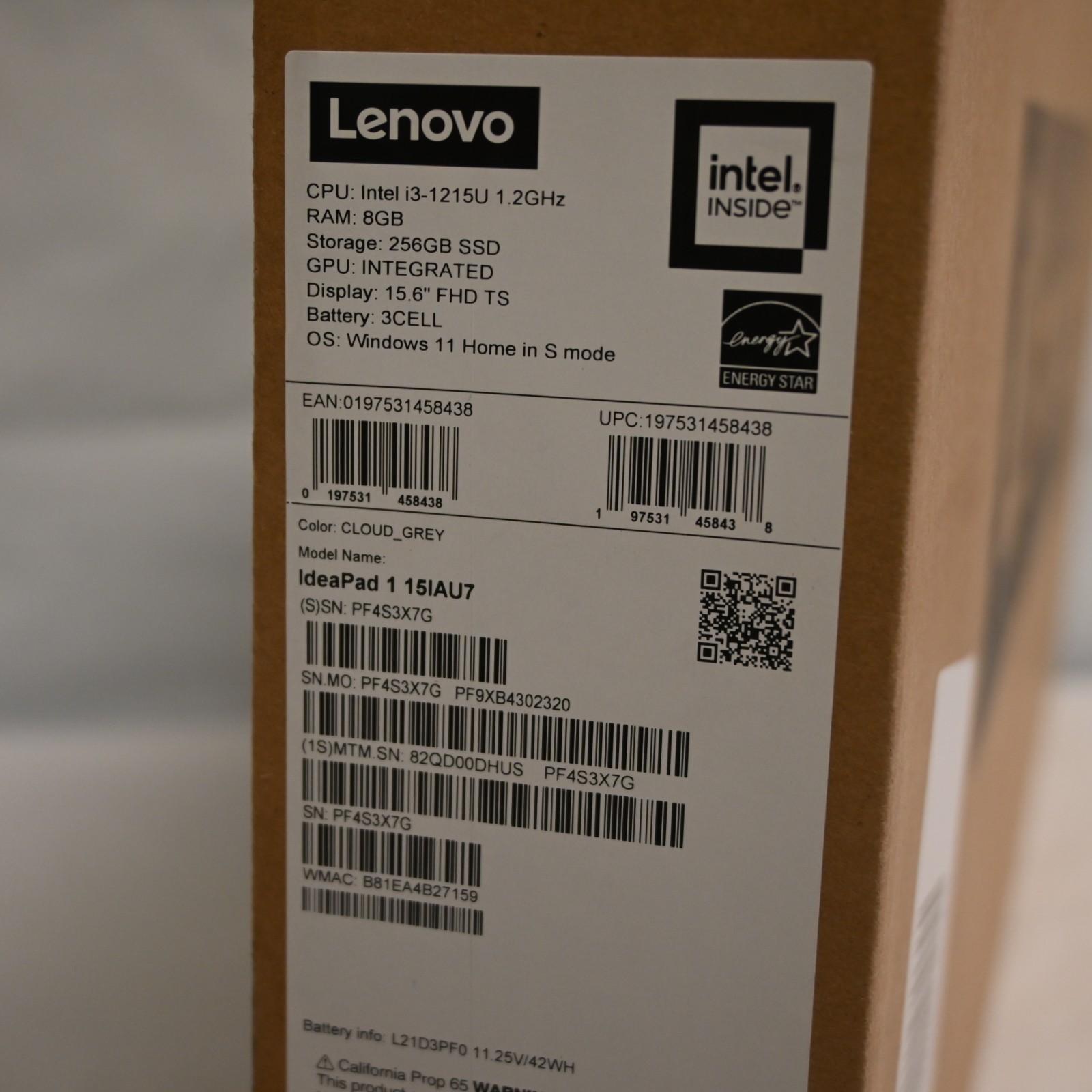 Lenovo IdeaPad 1 15IAU7 15.6″ (256GB SSD, Intel Core i5-1235U, 1.30GHz, 8GB RAM)