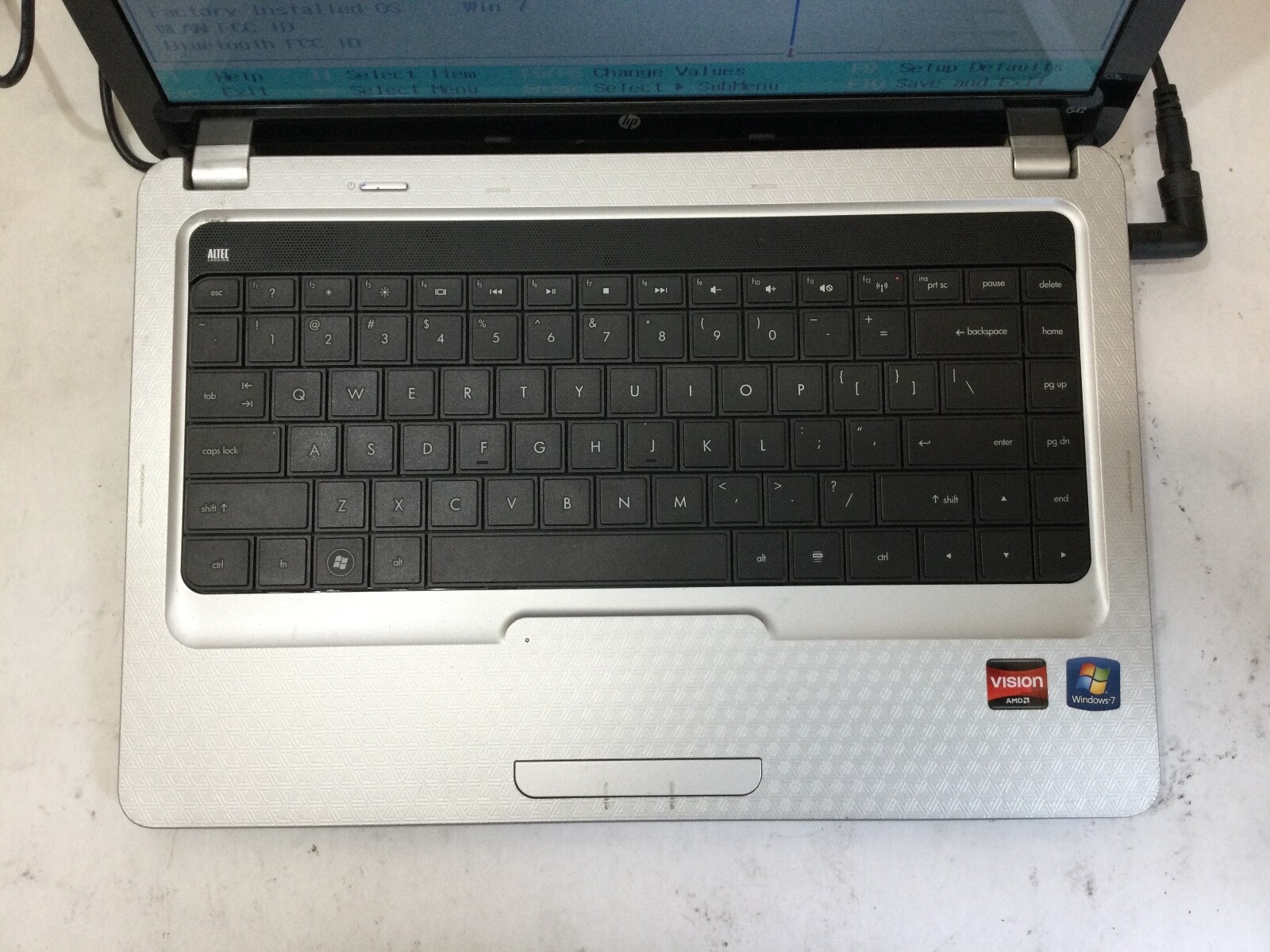 HP NOTEBOOK G42 – BOOTS TO BIOS – NO OS – 3GB ARM – READ DESCRIPTION – BB
