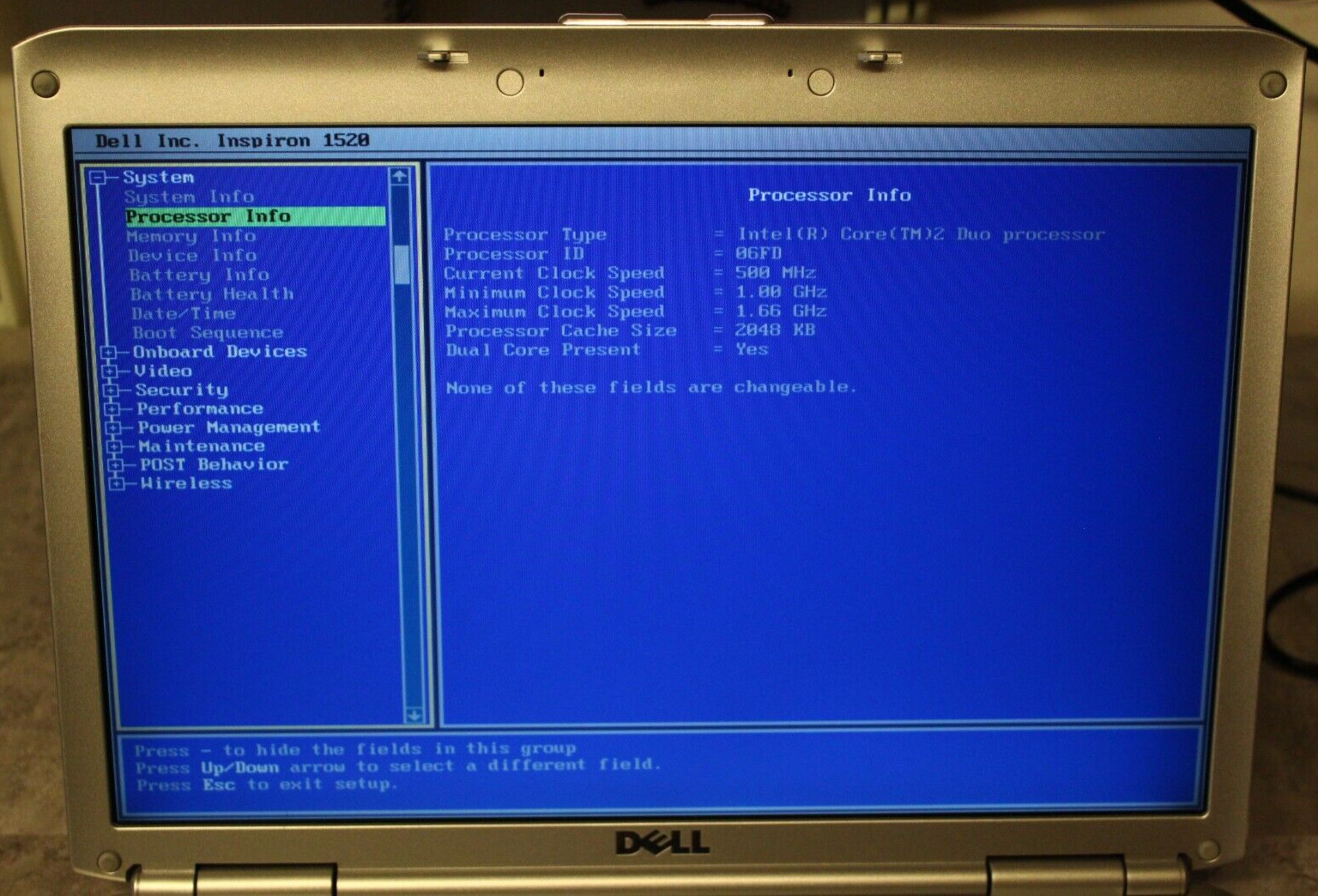 Dell Inspiron 1520 For Parts Booted 160GB HDD Wiped 2GB Ram Core 2 Duo@1.66GHz