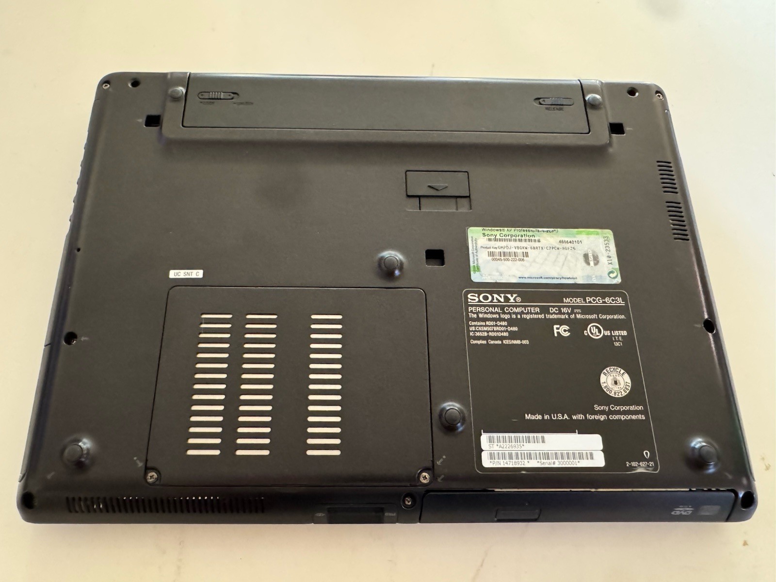 Sony VGN-S170P PCG-6C3L Pentium M 1.5GHz 1GB 128GB Disc Win XP Laptop