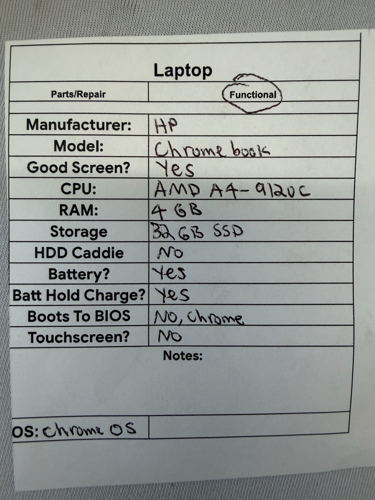 HP Chromebook Laptop – Good Screen – AMD A4-9120c – RAM 4 GB – Read Des