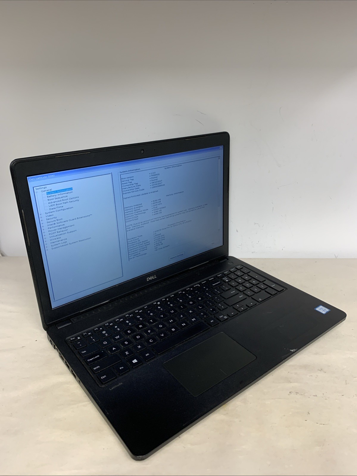 Dell Latitude 3580 15.6″ Laptop i5-7200U 8GB RAM NO HDD | Boot To Bios | DESC