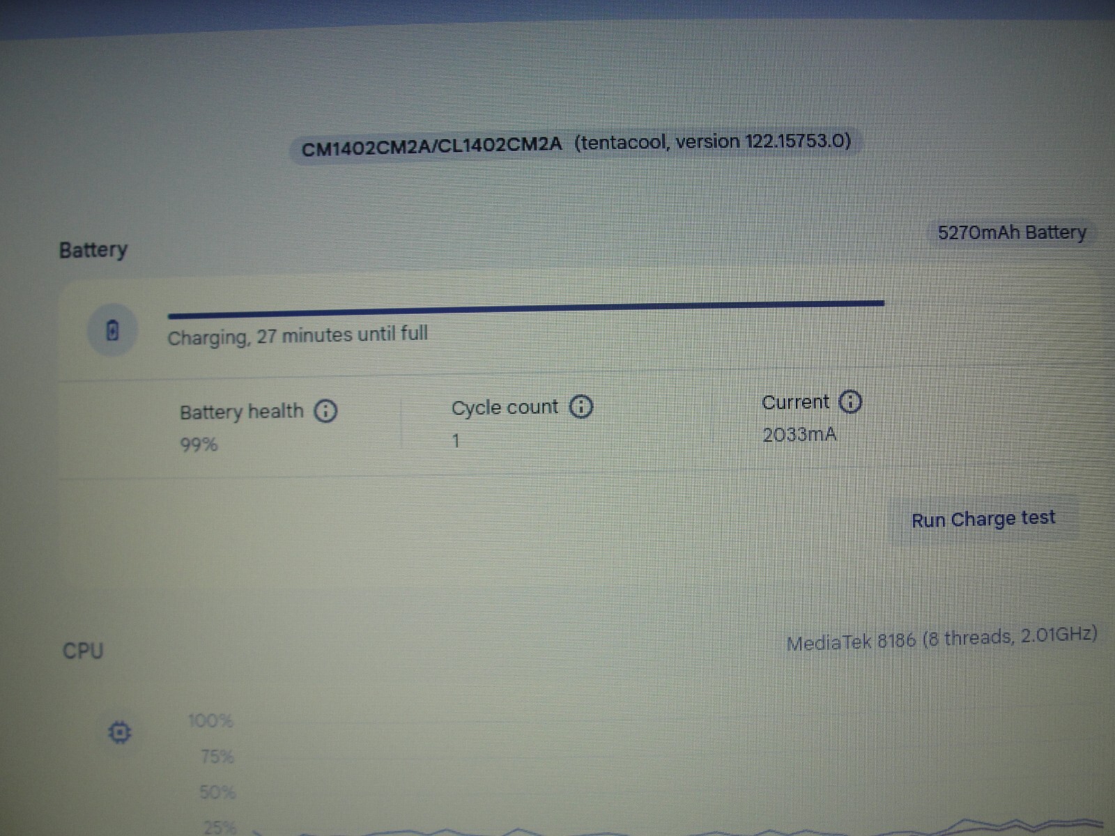 Asus Chromebook CM1402CM2A-DS44 14″ MTK 520 2GHz 4GB 64GB Charger PWR battery