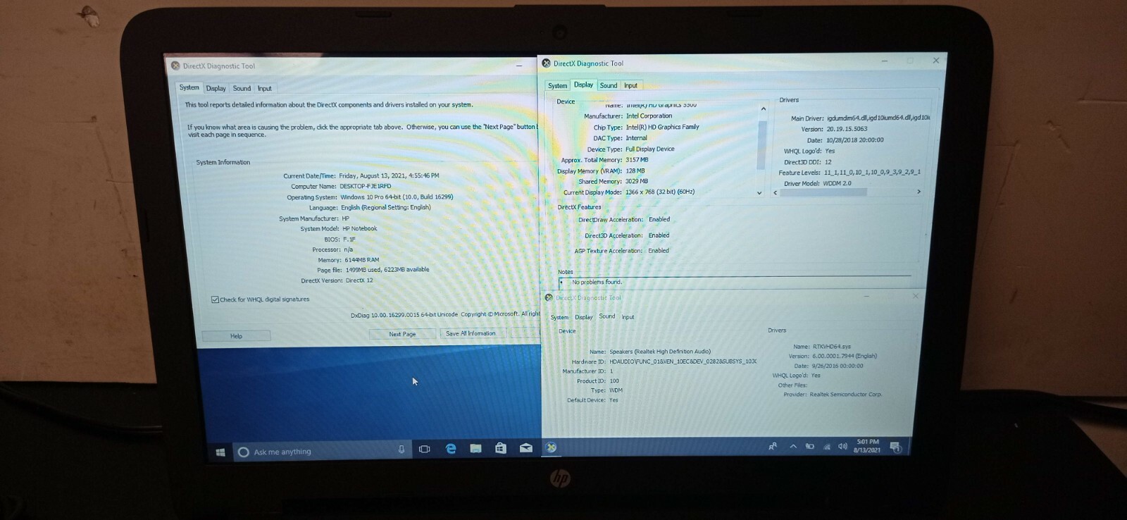 HP 15-ac121dx i3-5010U 2.1GHz 6GB RAM 1TB HDD 15.6″ Touch Win10 CND530044Q