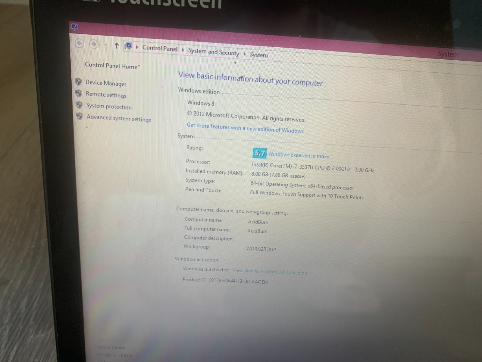 Sony SVF14AC1QL Laptop 14″ Intel Core i7-3537U 2.00GHz 8GB RAM 750GB HDD Win 8