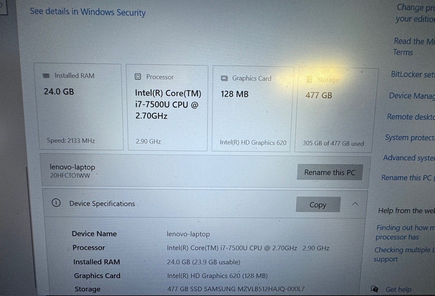 Lenovo ThinkPad T470s Laptop i7-7500 2.7GHz 24GB 512GB SSD 14″ FHD 1920×1080