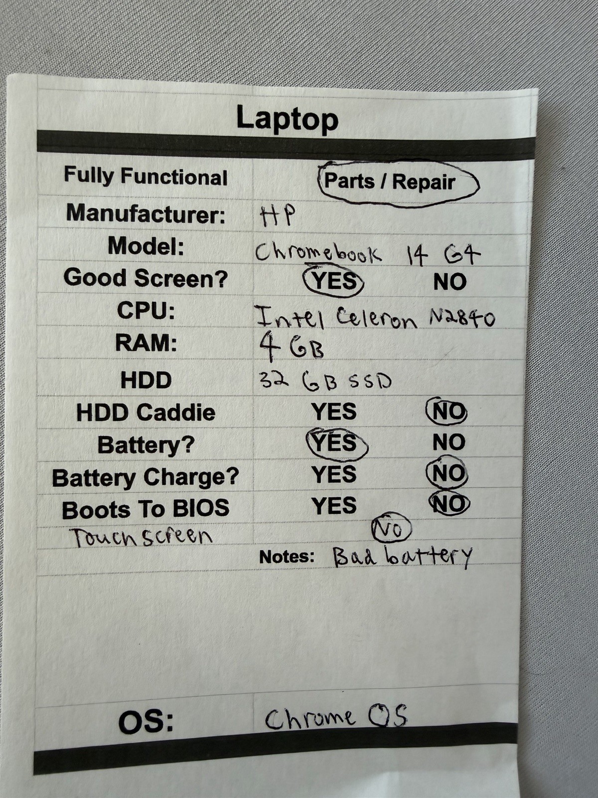 HP Chromebook 14 G4 Laptop – Good Screen – Intel Celeron N2840-RAM 4GB-Read Des