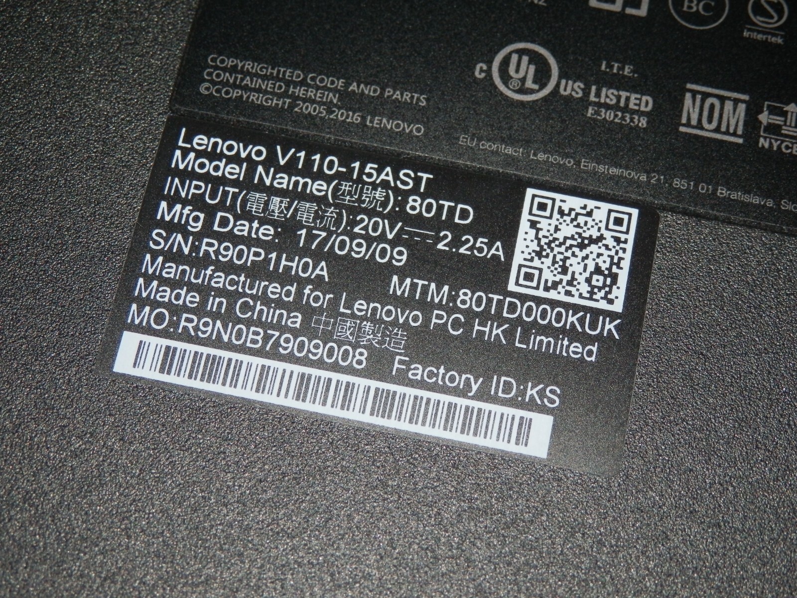 Lenovo V110-15AST, AMD A9-9410, 4GB Ram, 500GB HDD, 15.6″ inch HD, AMD Radeon R5