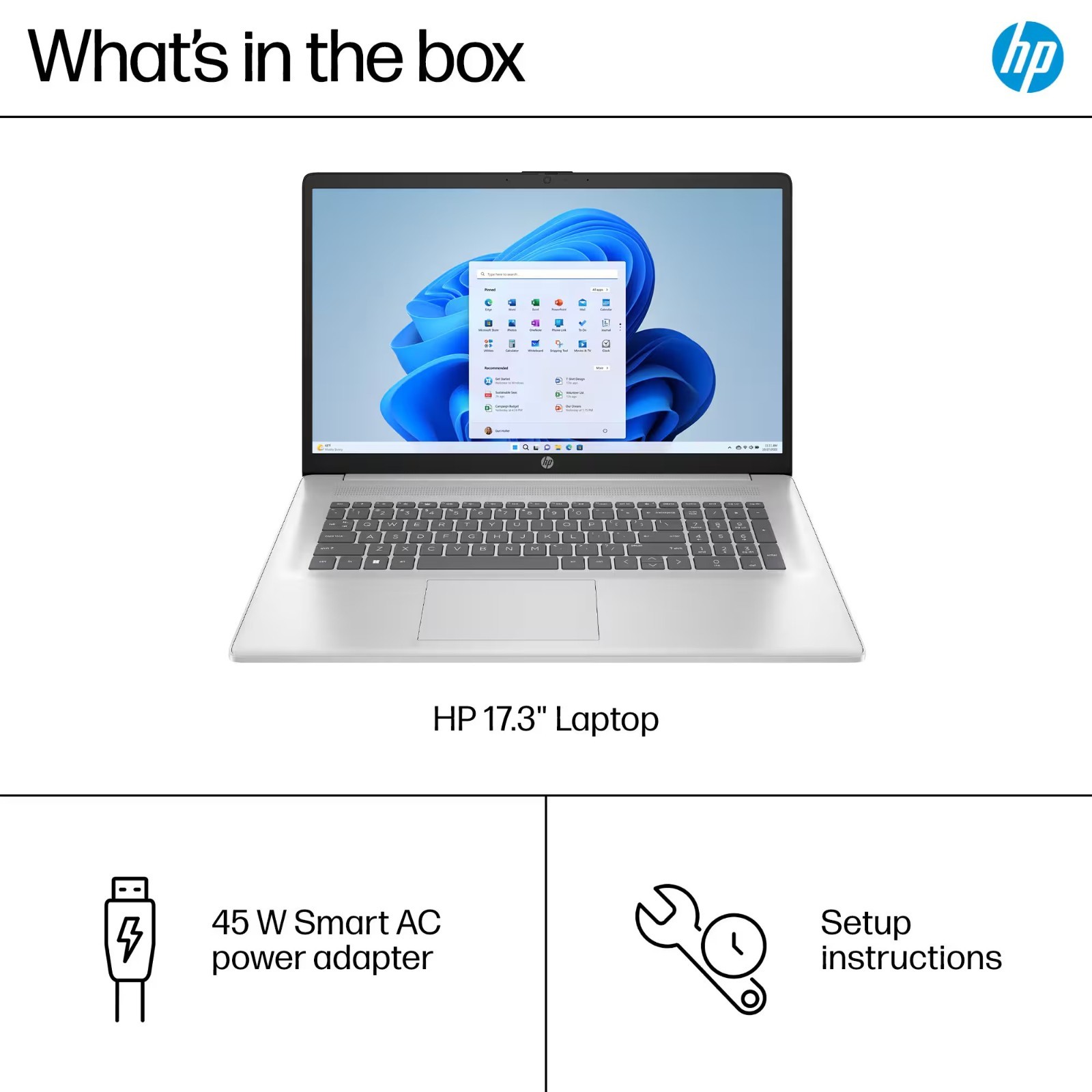 HP Laptop Computer HD+ 17.3″ Office 4-Core Ryzen 3 7320U 8GB RAM & Up to 1TB SSD