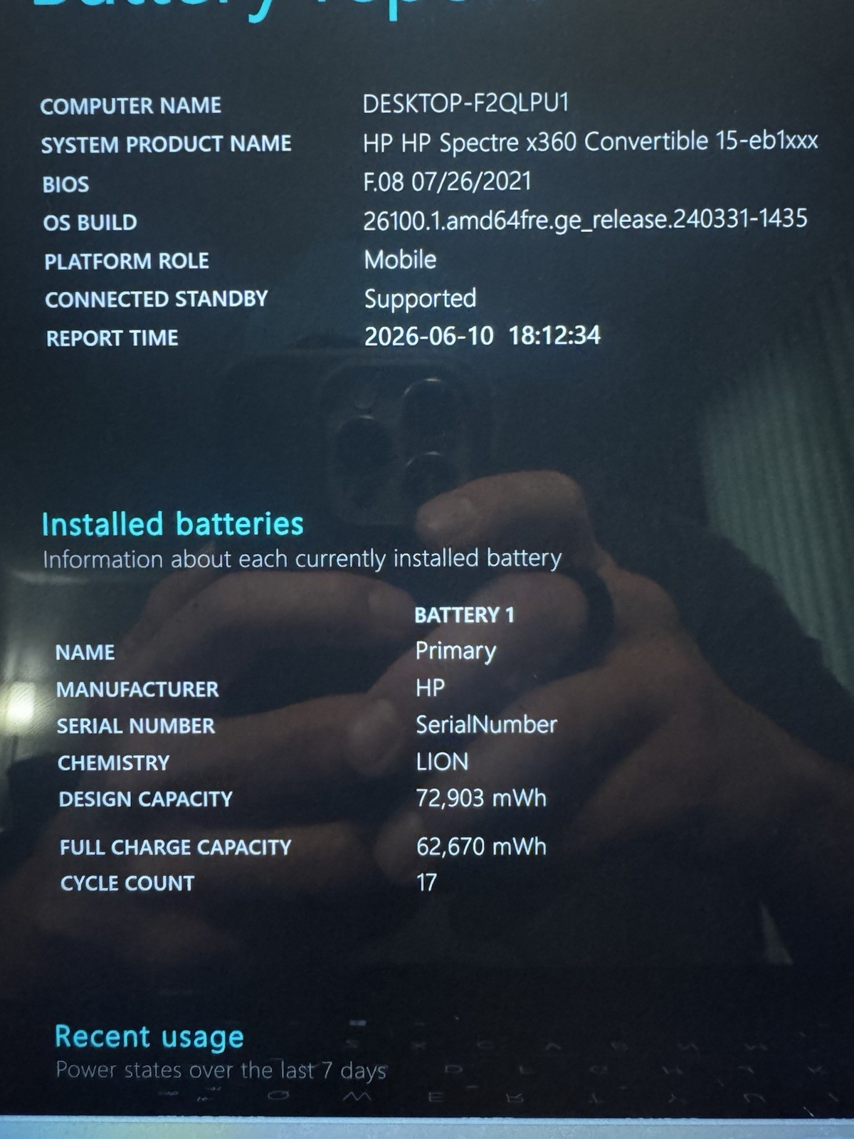 HP Spectre x360 15″ 4K Touch i7-1165G7 16GB 477GB SSD 85% Battery Health Win 11
