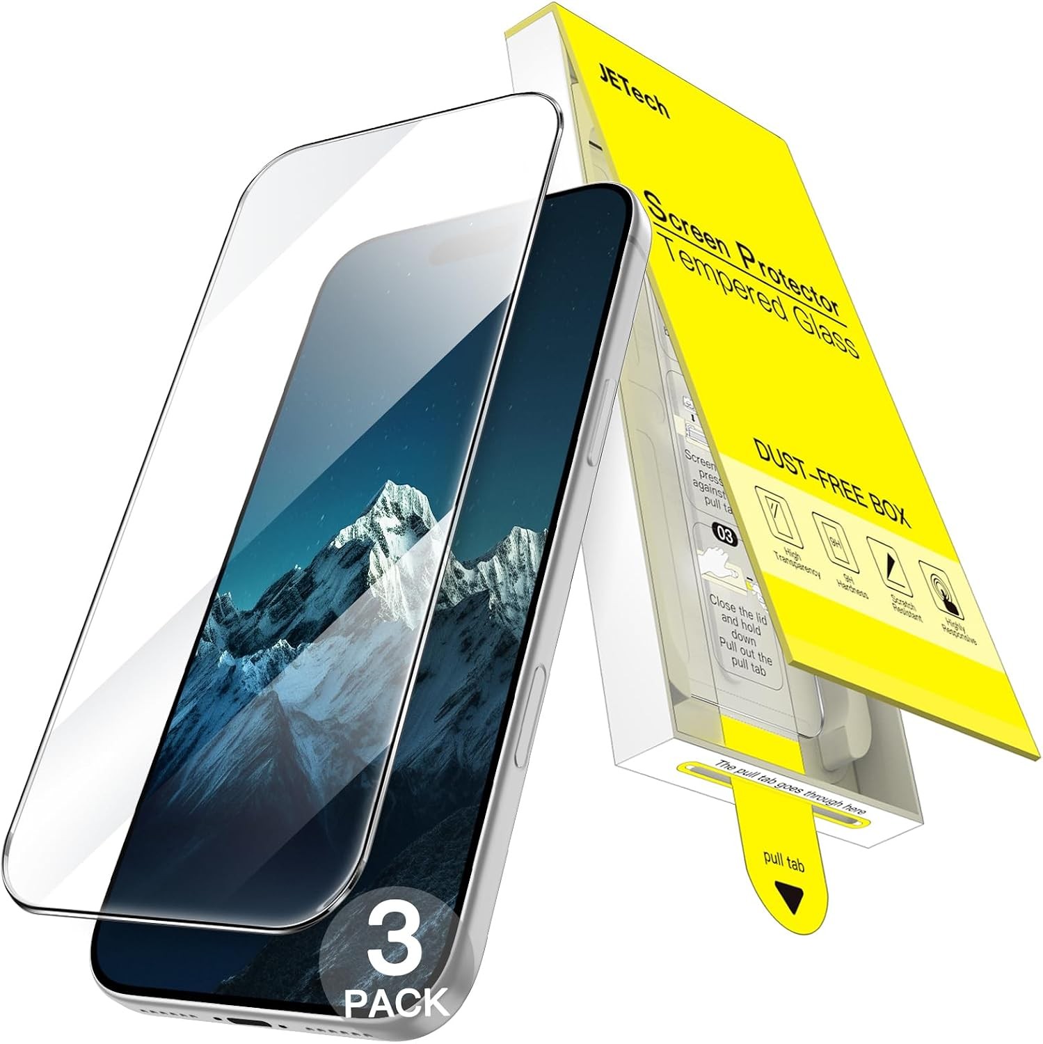 Screen Protector for iPhone 16 Pro 6.3-Inch, 9H Tempered Glass Film, HD-Clear