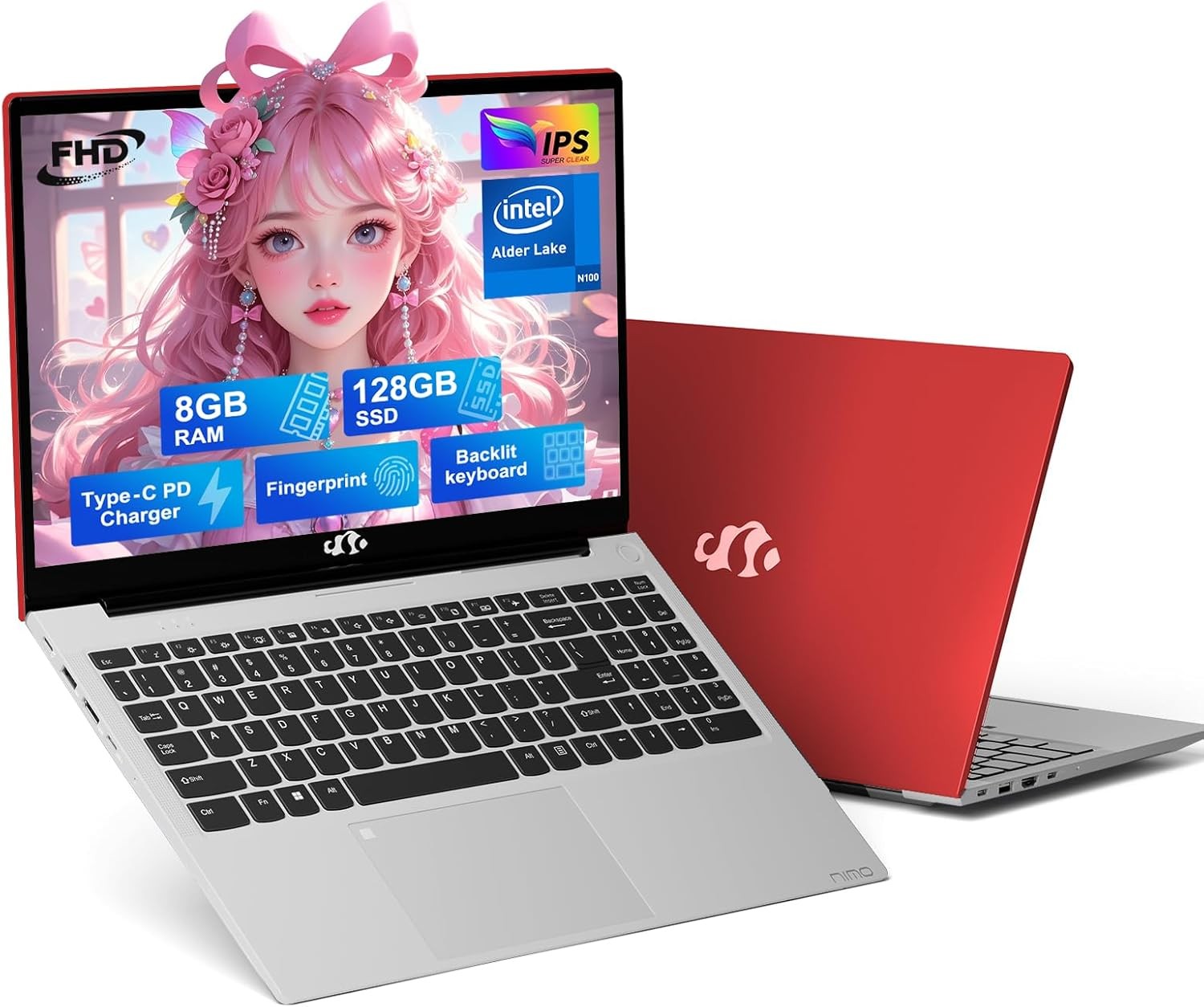 NIMO 15.6 FHD Laptop Intel Pentium Quad-Core N100 8GB RAM 128GB SSD WiFi 6 win11