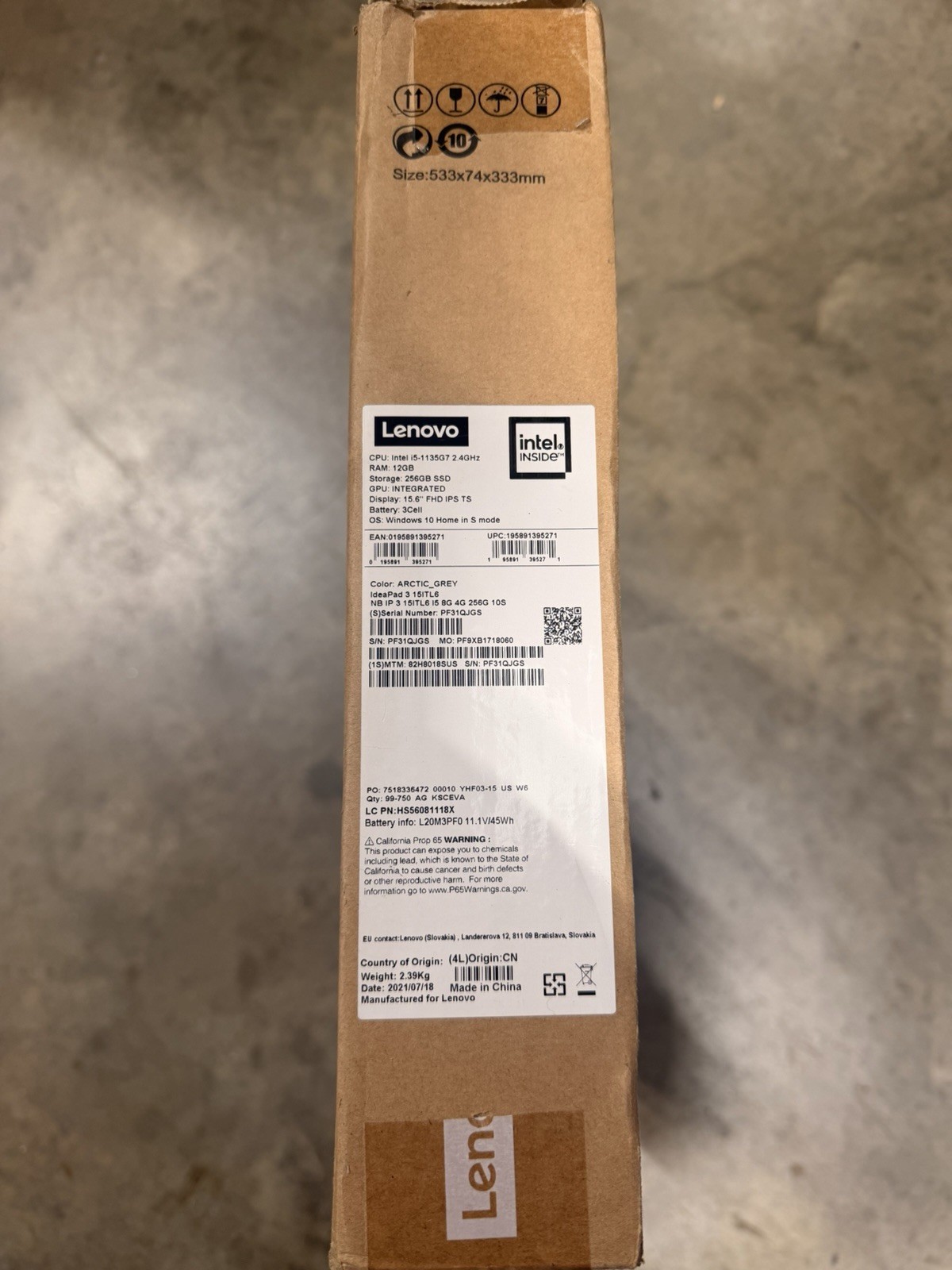Lenovo IdeaPad 3 15.6″ FHD Touch i5-1135G7 12GB RAM 256GB SSD New