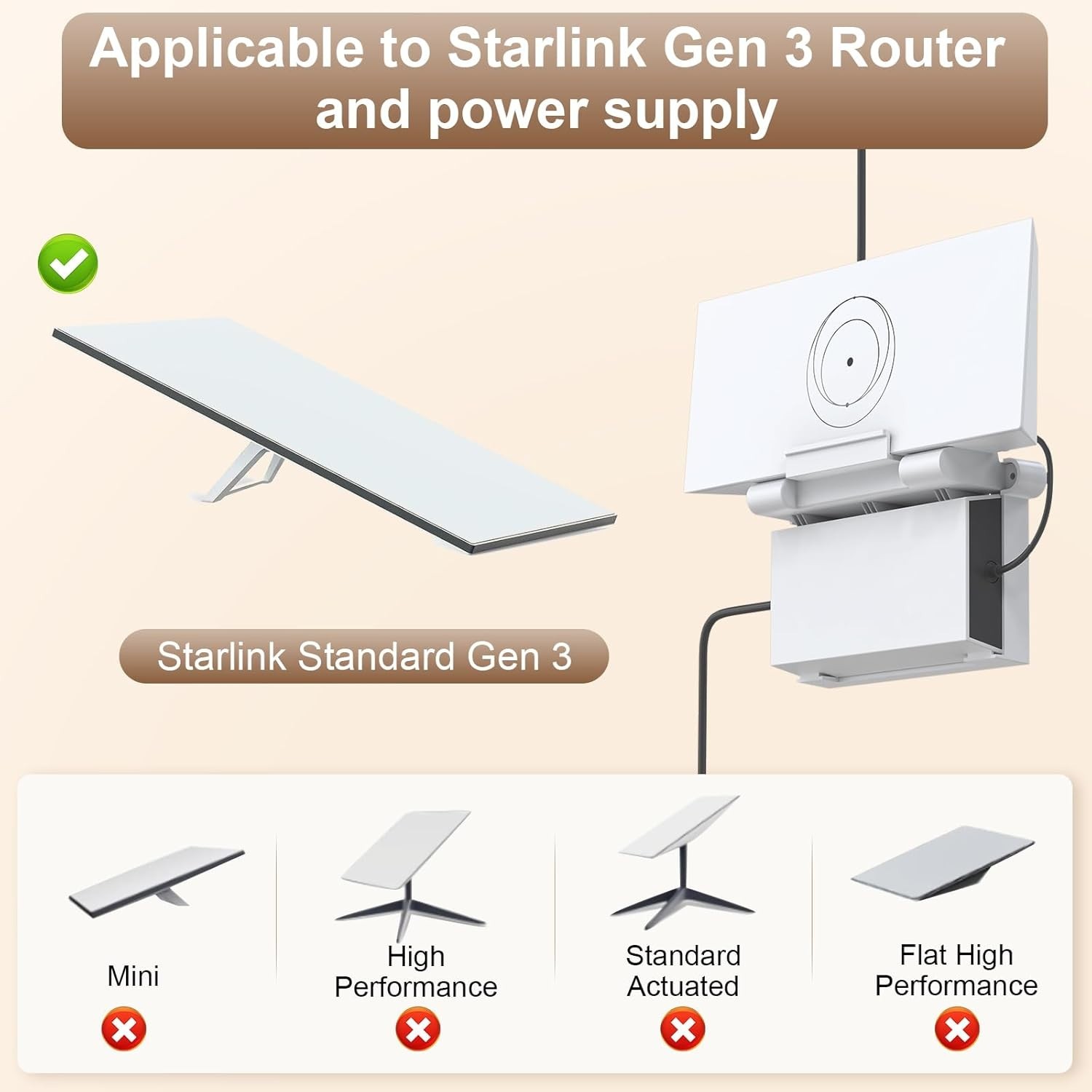 2-in-1 Starlink Gen 3 Mount Kit: Wi-Fi 6 Router for Effortless Connectivity