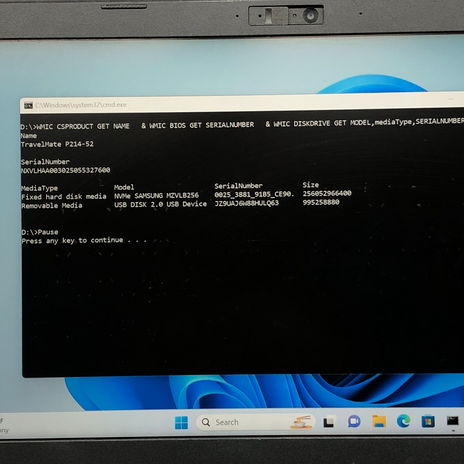 ACER TRAVELMATE P214 i5-10210U @ 1.60GHz 8GB RAM 256GB SSD WIN-11P *READ *QTY