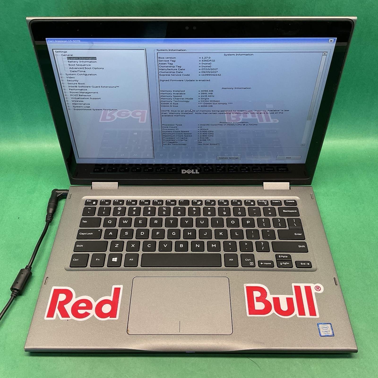 Dell Inspiron 13 5378 Intel Core i7 – Powers On – NO HARD DRIVE- Untested