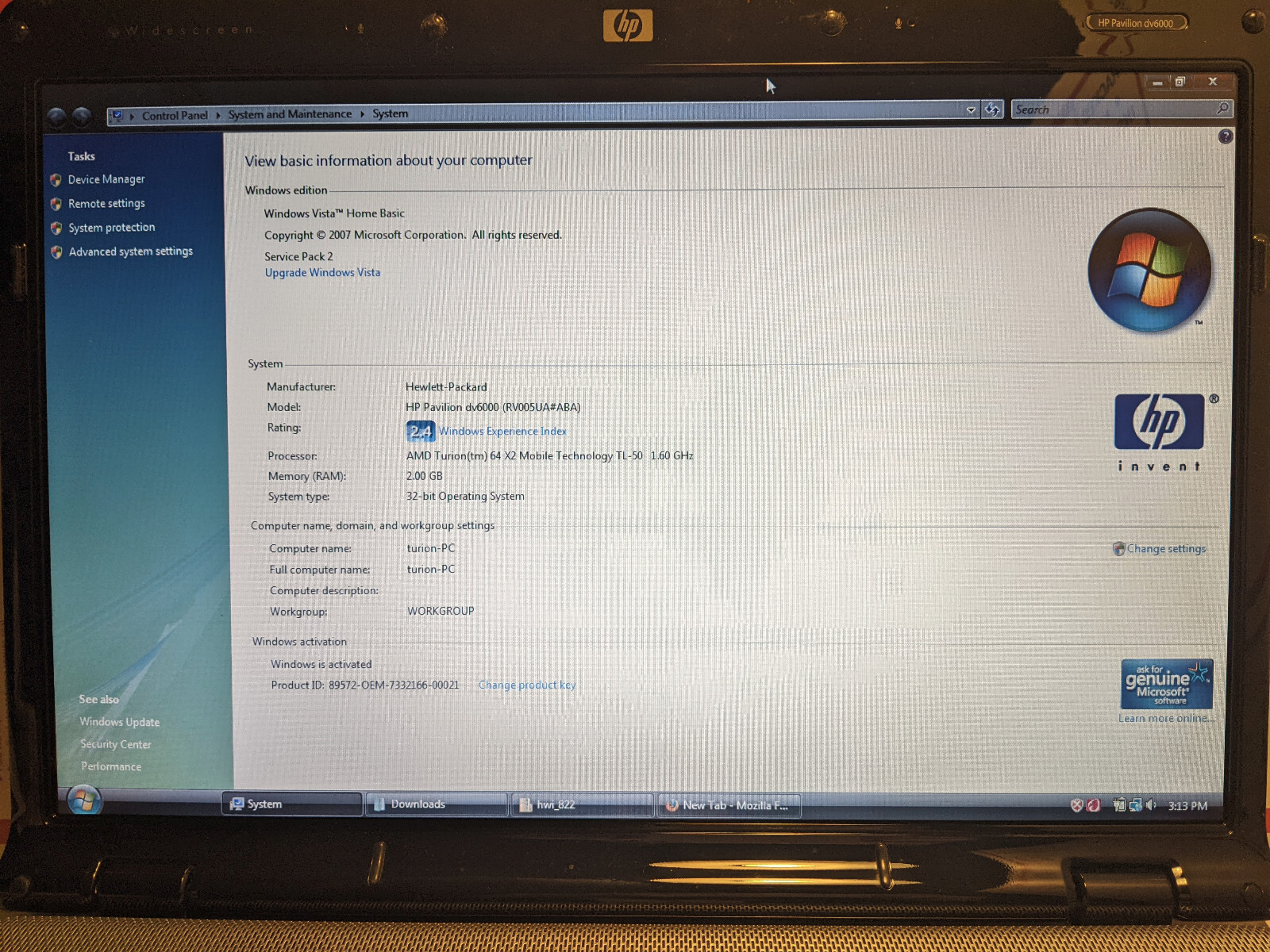 HP Pavilion 15.4 Dv6000 (Dv6305us) Laptop (AMD Turion 64 X2 TL-50 1.6Ghz)