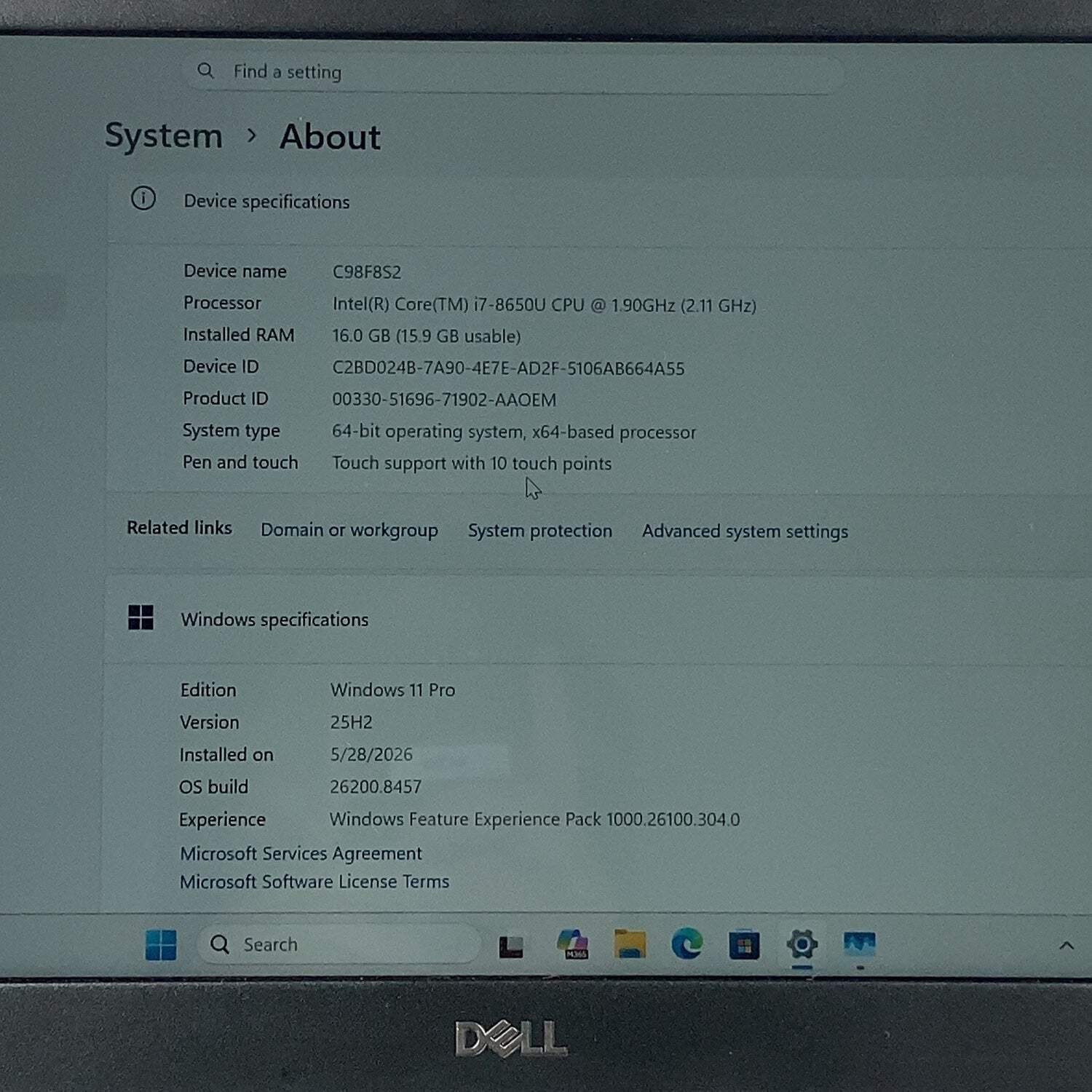 Dell Latitude 5490 14″ i7-8650U 1.9GHz 16GB RAM 512GB SSD NO CHARGER