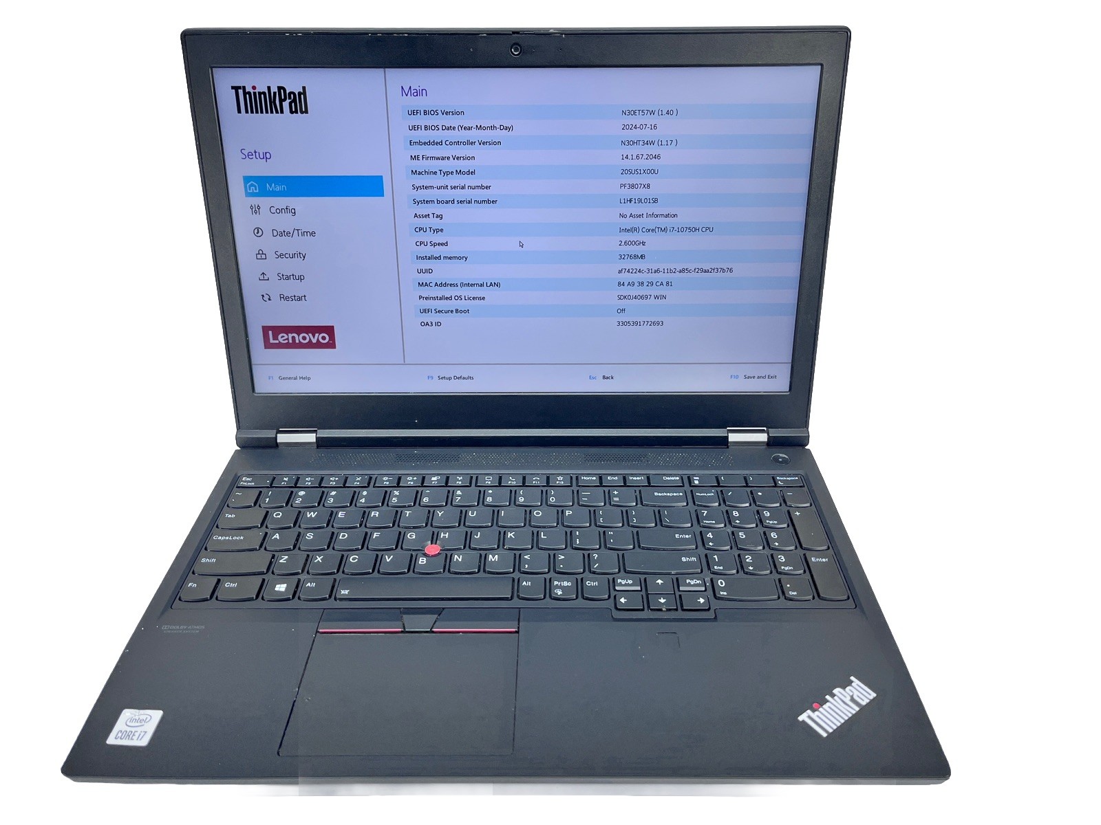 Lenovo ThinkPad P15 i7-10750H @ 2.6GHz 32GB RAM 512GB QUADRO T1000 *Grade C*