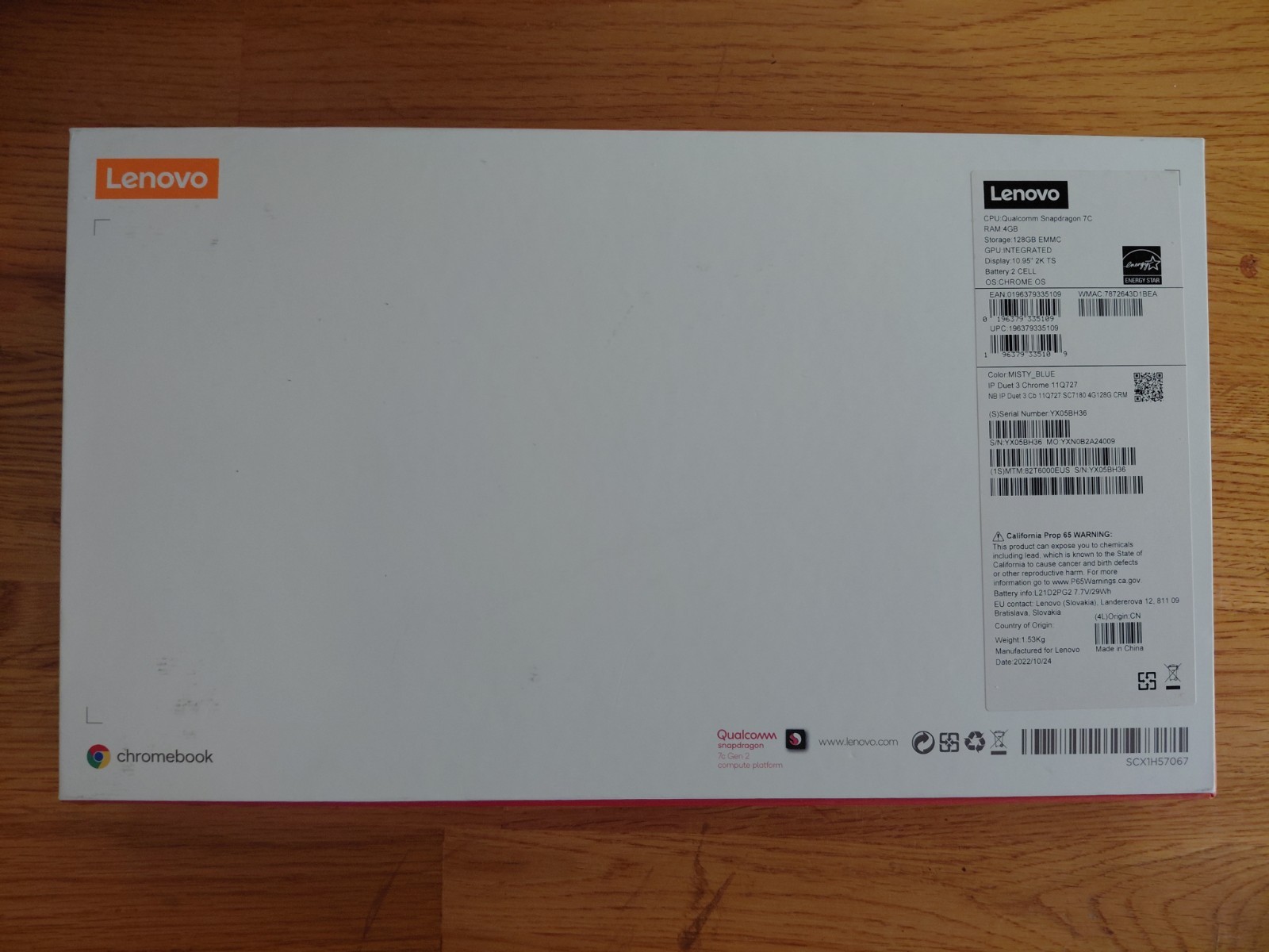 Lenovo Chromebook Duet 3 11.0″ (128GB eMMC, Snapdragon 7CG2, 2.55GHz, 8GB…
