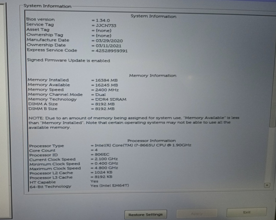 Dell Latitude 7400 14″FHD i7-8665u@1.90GHz 16GB RAM 256GB NVMe Win11Pro MC412*!