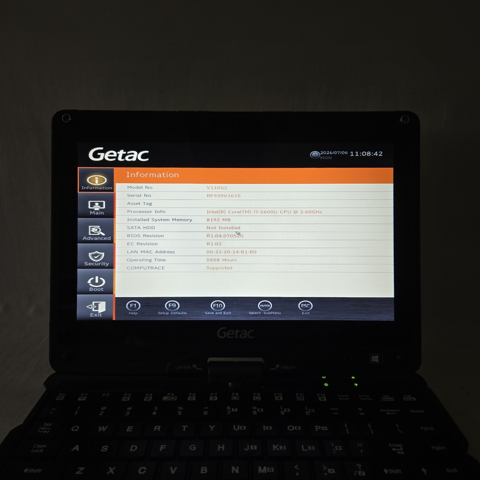 Getac V110 G2 Toughbook Tablet i7-5500U 2.40GHz 8GB Ram NO SSD/OS – Grade B