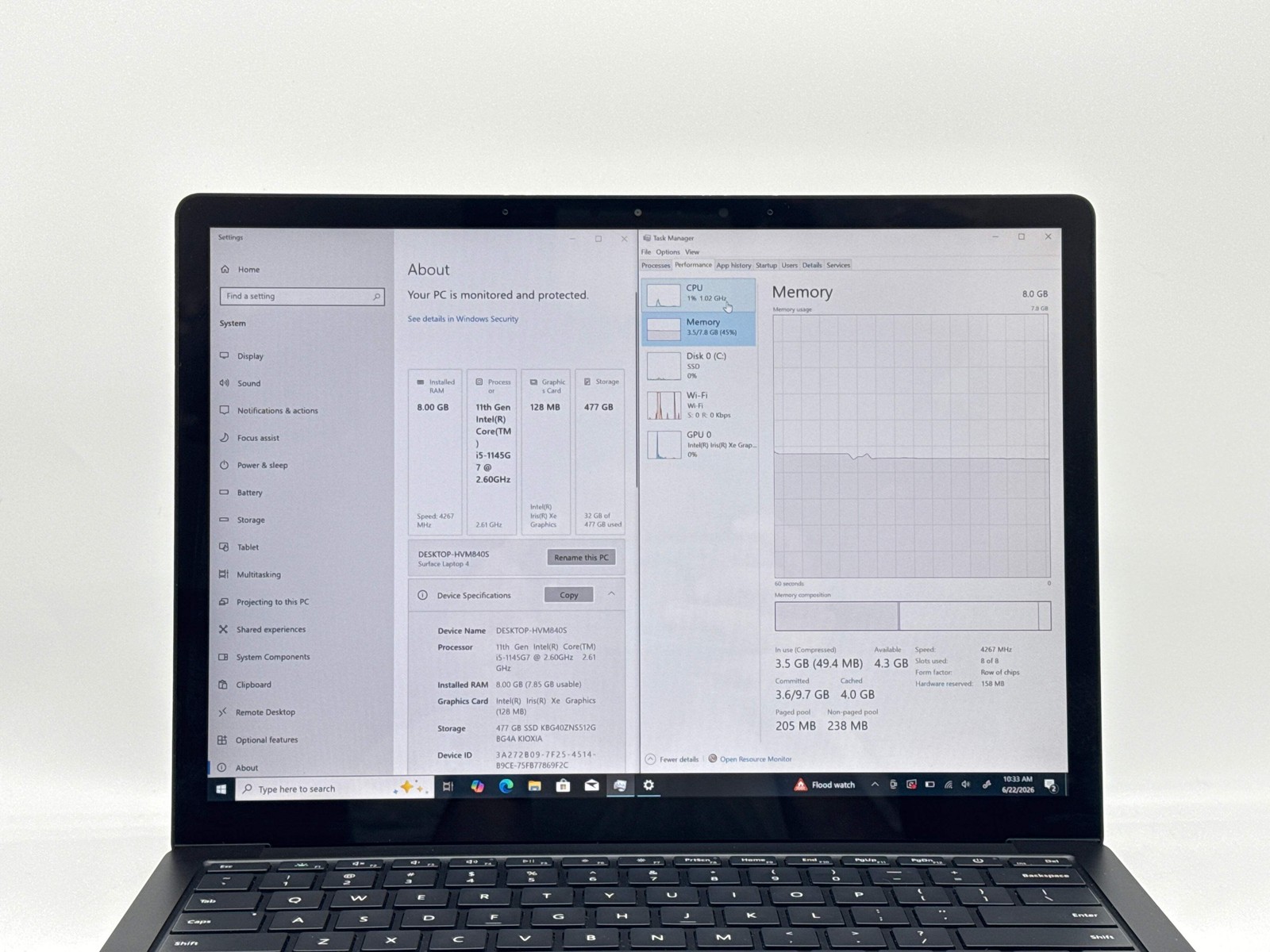 Microsoft Surface Laptop 4 13.5″ i5-1145G7 8GB 512GB SSD Works Good – Bad USB Po
