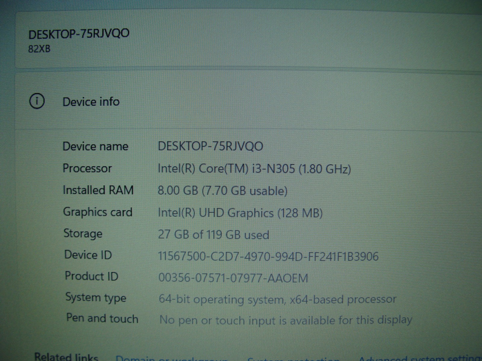 Lenovo IdeaPad Slim 3 15IAN8 15.6”FHD i3-N305 1.8GHz 8GB 128GB HDD WRTY27 100%B