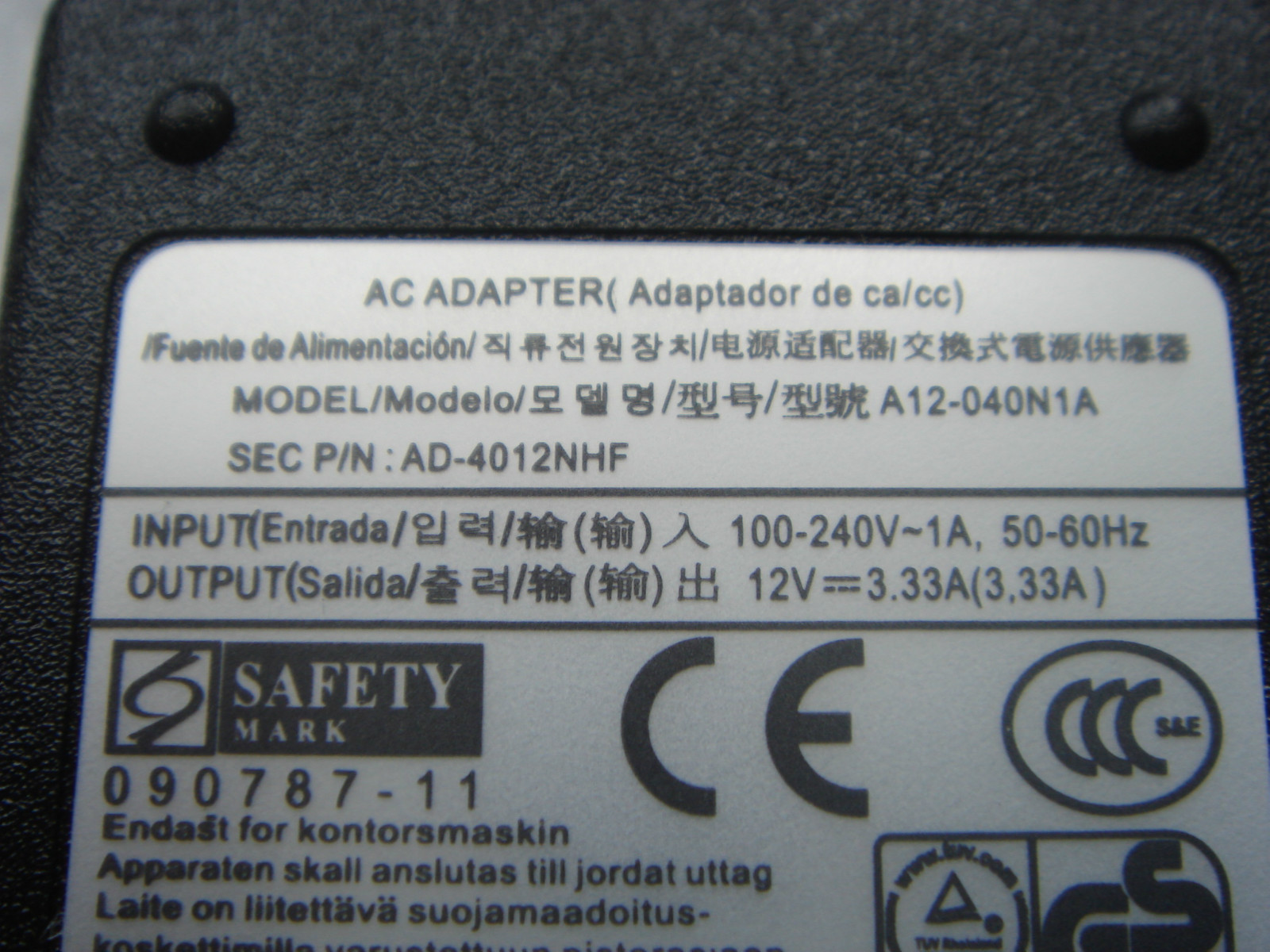 SAMSUNG 12V 3.33A Power Supply ATIV Smart PC XE500T1C Pro XE700T1C