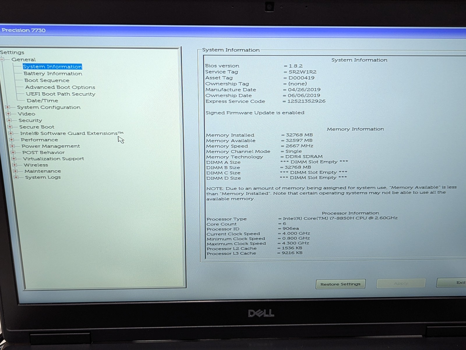 DELL PRECISION 7730 17″ i7 2.60GHz 32GB RAM 1TB – Grade D