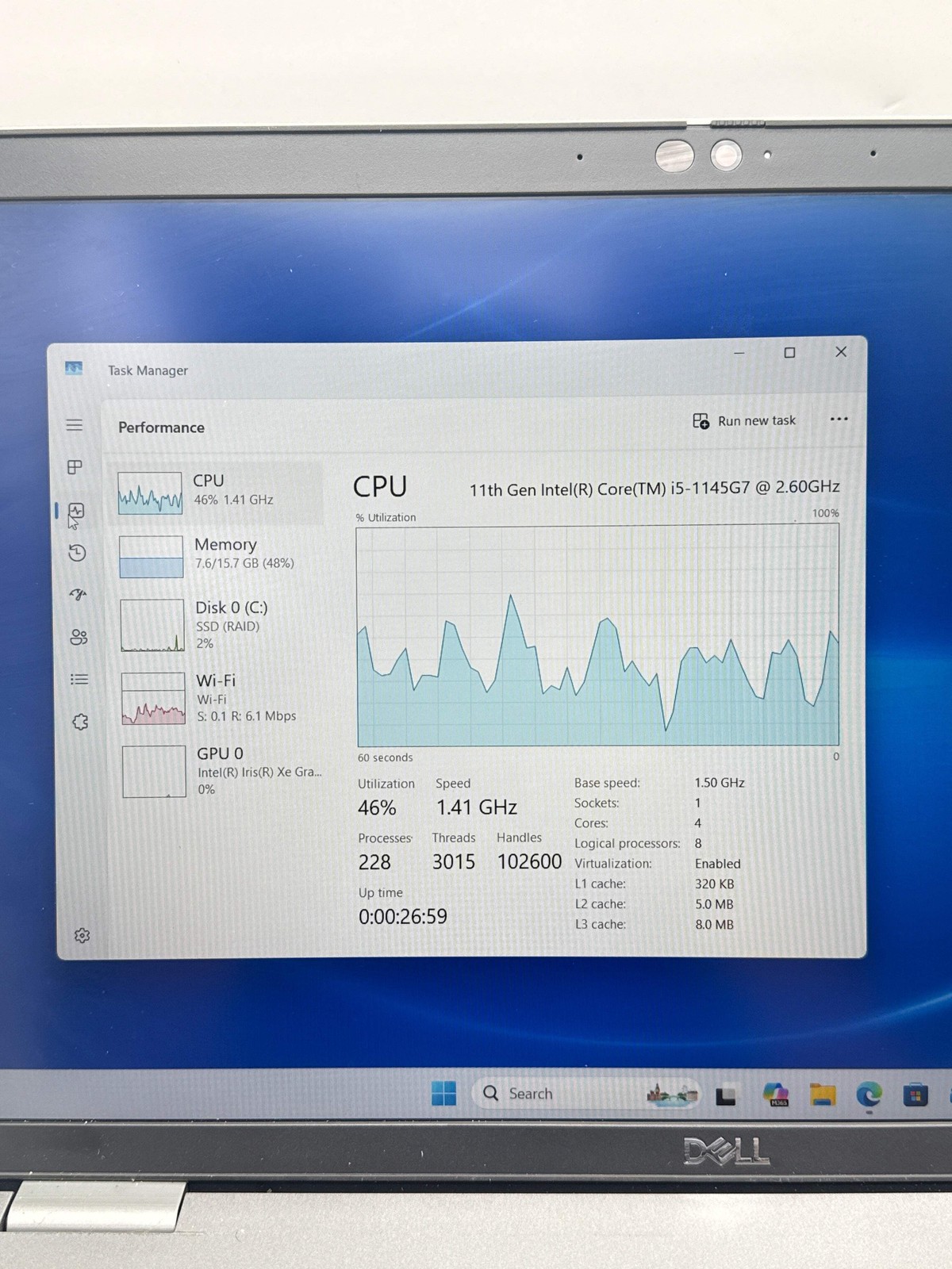 Dell Precision 3560 15.6″ Core i5 11th Gen 16GB 512GB SSD Grey Used
