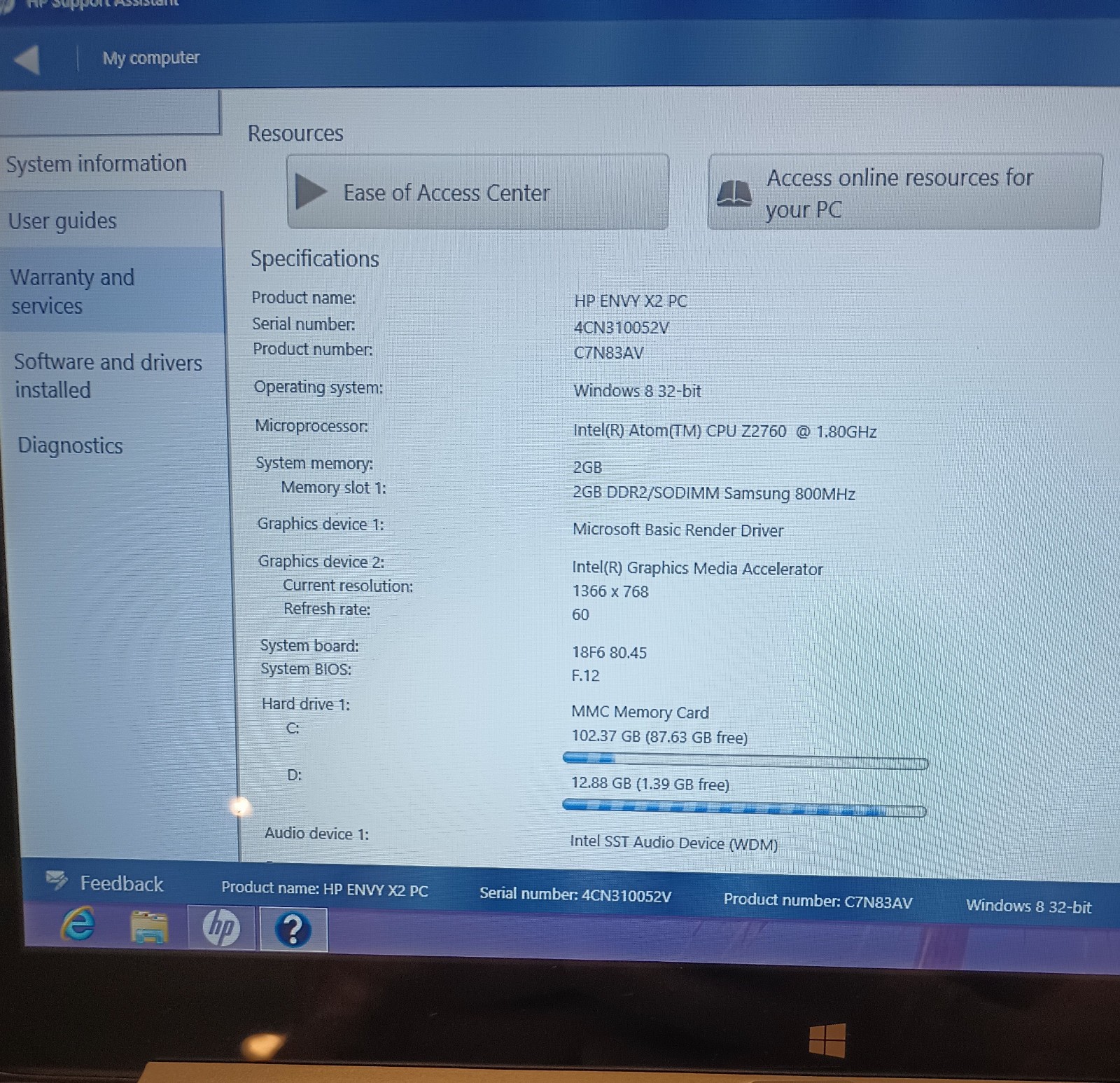 HP Envy x2 Detachable Tablet/Laptop