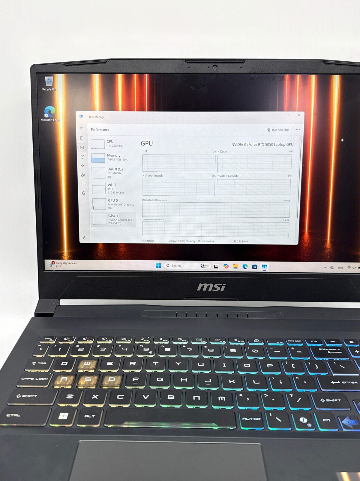 MSI Katana 15 HX B14WEK i7-14650HX 16GB RAM 512GB SSD RTX 5050 – Used