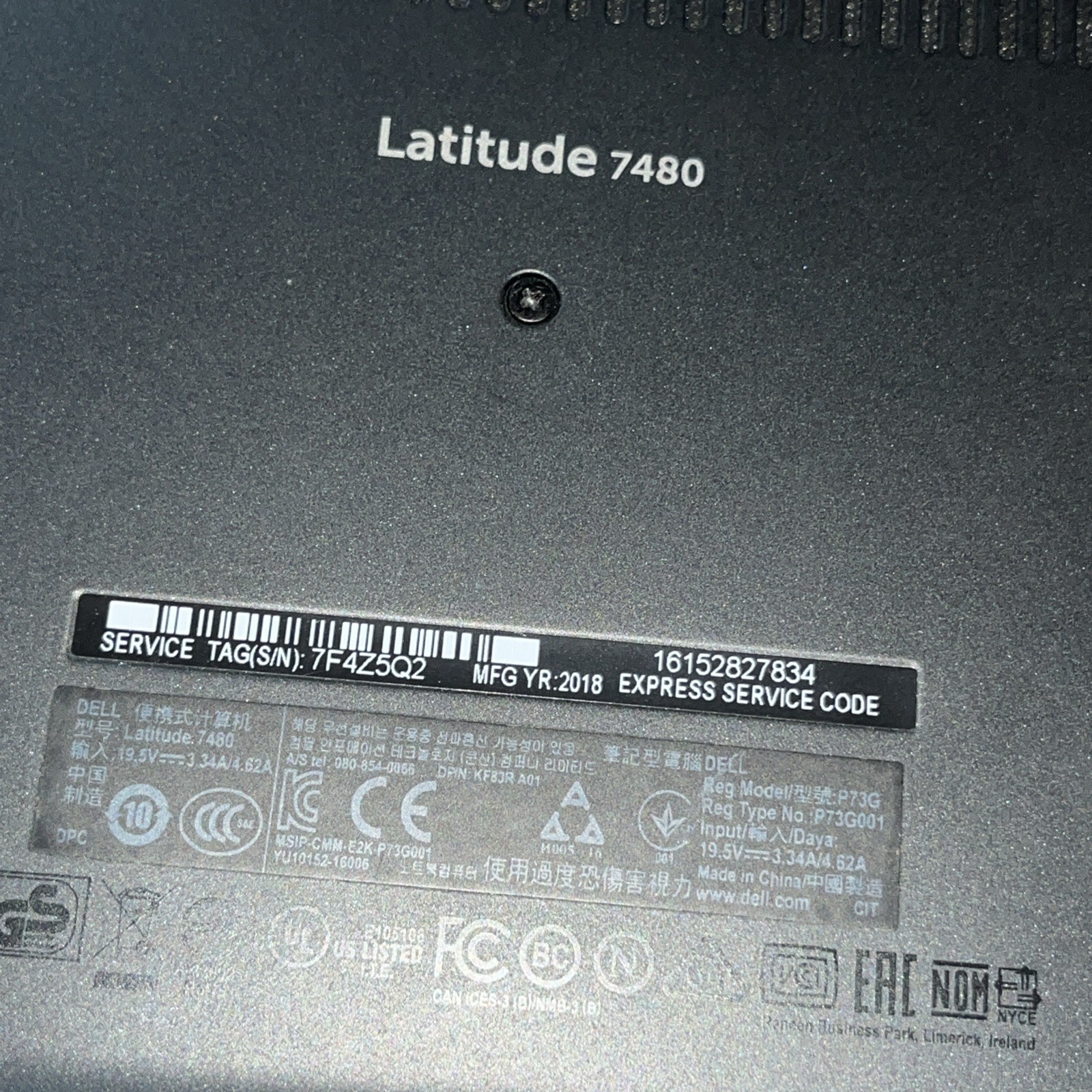 DELL LATITUDE 7480 INTEL CORE I7-7600U 8GB RAM NO HD +