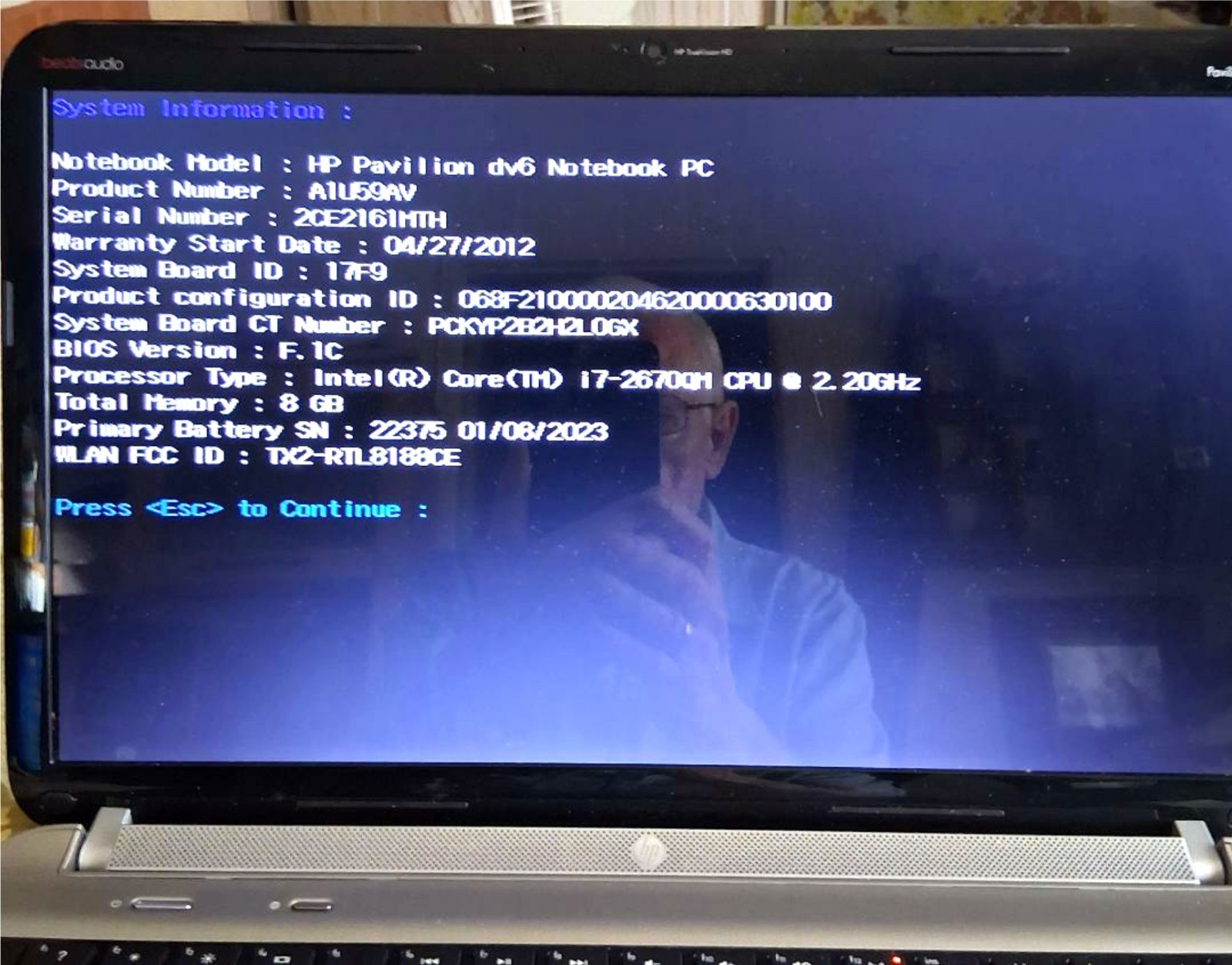 Hp pavilion dv6 notebook, 250GB SSD, 8GB DDR3 Ram, Charger, USB Wireless, Win 10