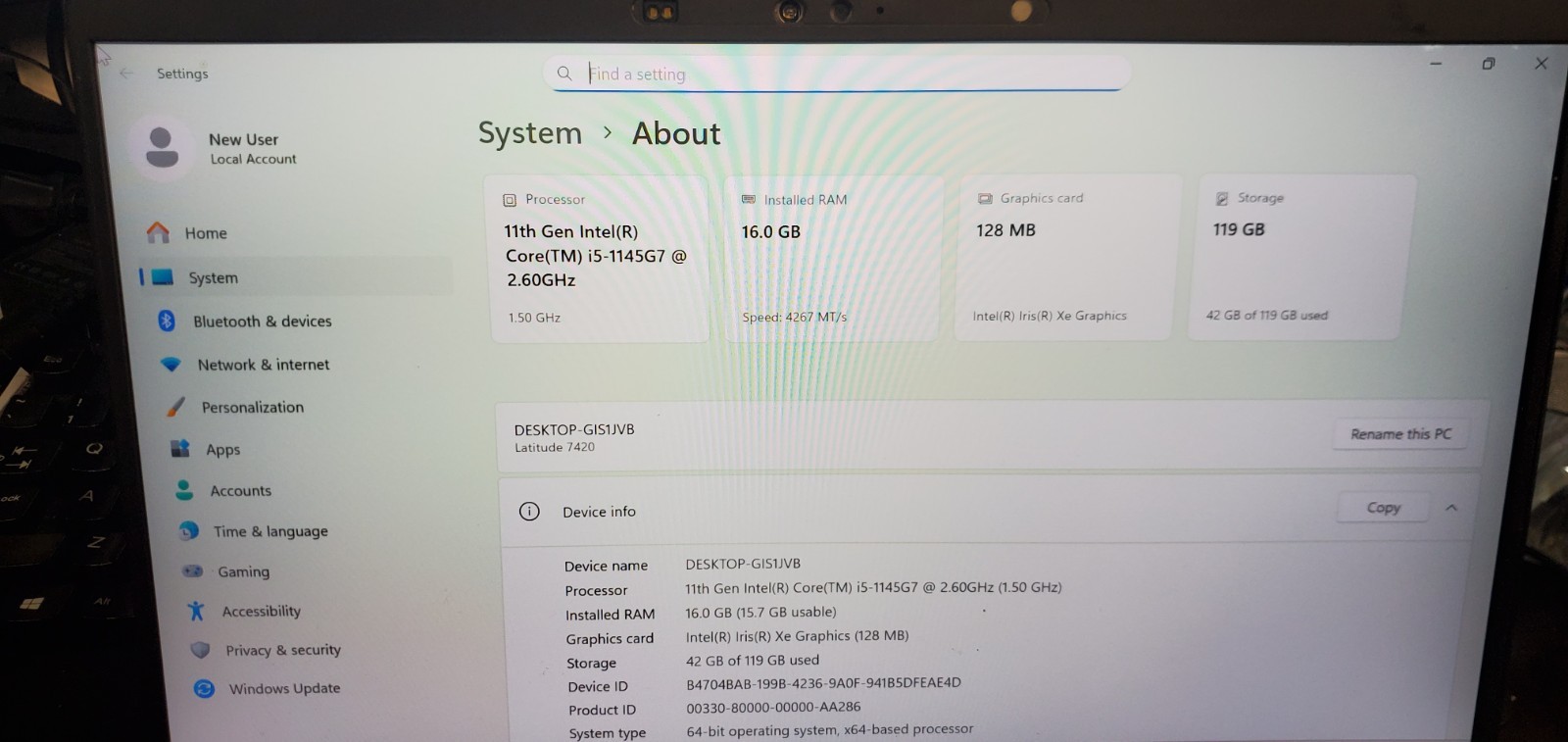 Dell Latitude 7420 Laptop Intel Core i5-11th Gen 2.6GHz 16GB RAM 128GB SSD W11P