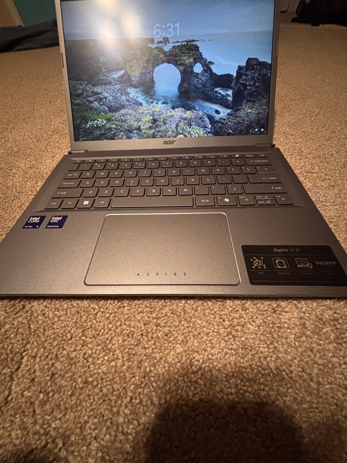 Acer aspire 14 Ai silver AI PC face scan brand new charger included